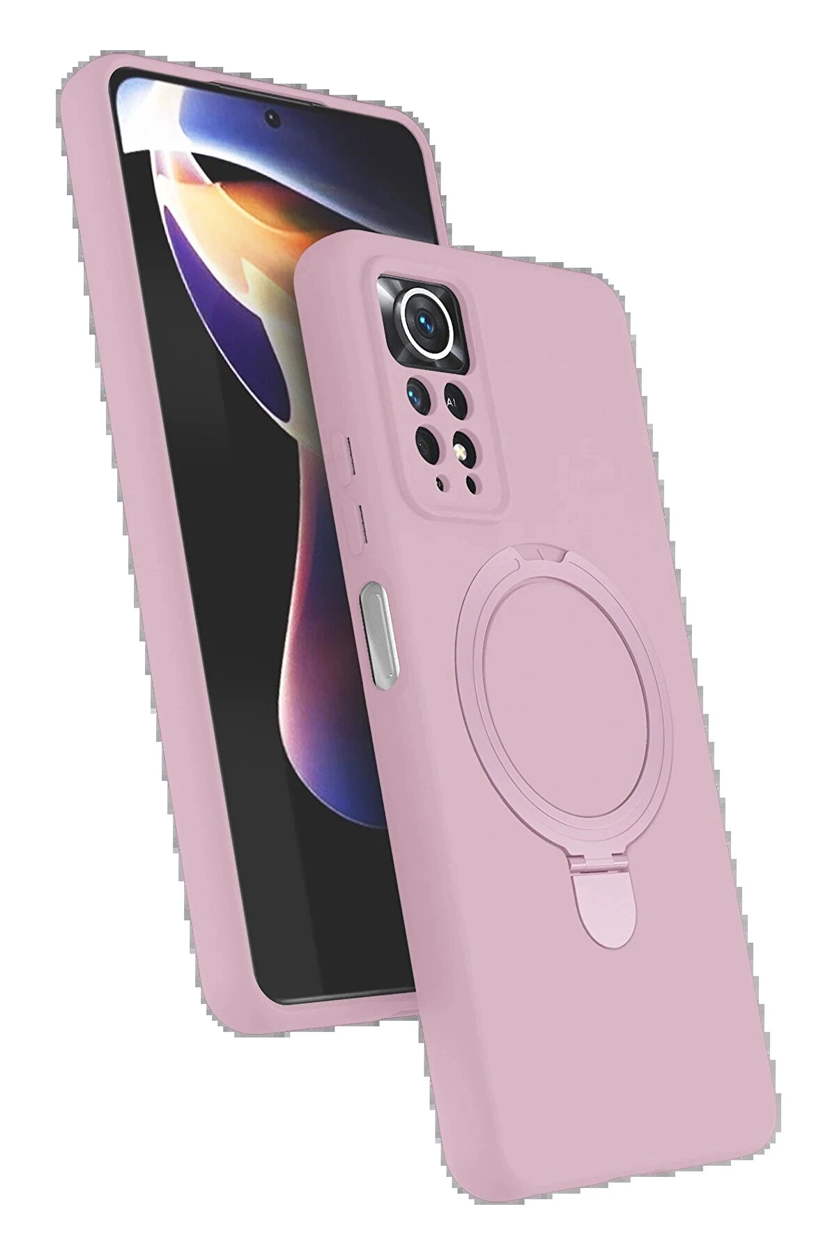 Buti̇k Xi̇aomi̇ Redmi̇ Note 12 Pro 4G Regal Magsafe Standlı Kapak - A&ccedil;ık Pembe-(5796)