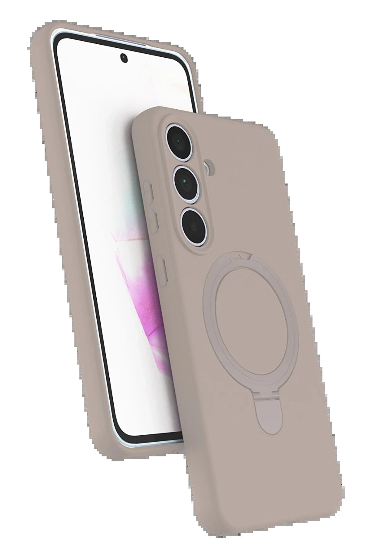 Buti̇k Samsung Galaxy S25 Fe Regal Magsafe Standlı Kapak - &Ccedil;&ouml;l Ti̇tanyum-(5796)