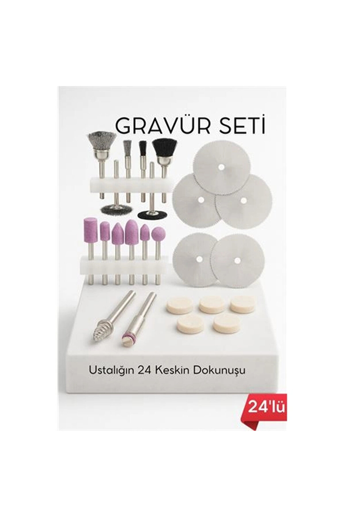 Buti̇k 24 L&uuml; Mi̇ni̇ Grav&uuml;r Seti̇ Dremel Ucu Profesyonel Taşlama Parlatma Ve Şeki̇llendi̇rme Aleti̇