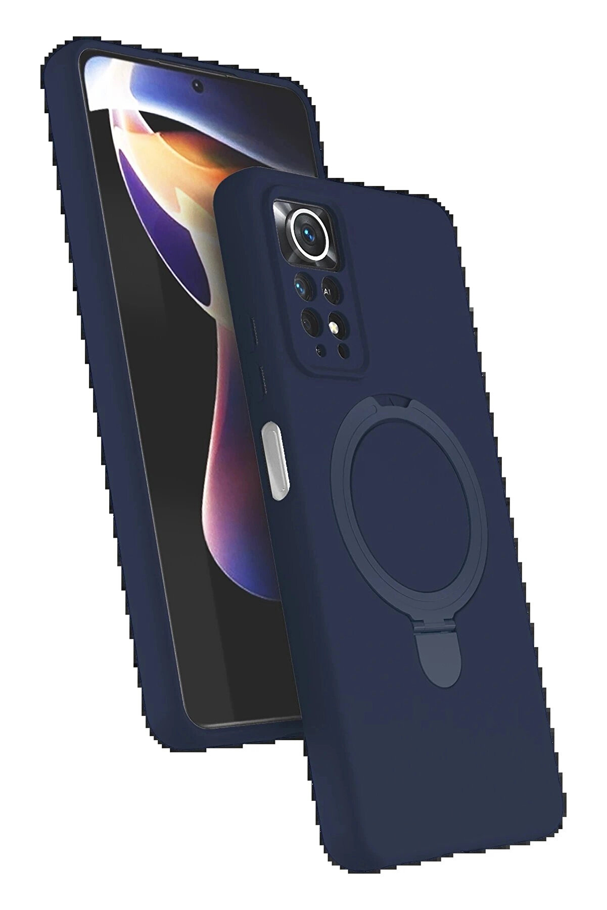 Buti̇k Xi̇aomi̇ Redmi̇ Note 12 Pro 4G Regal Magsafe Standlı Kapak - Laci̇vert-(5796)