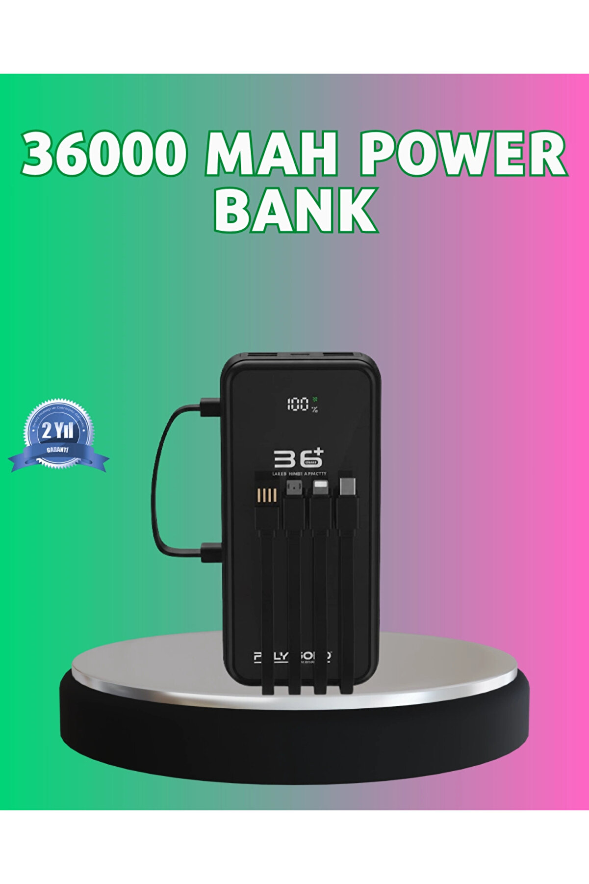 Buti̇k Y&uuml;ksek Kapasi̇te Taşınabi̇li̇r Şarj Aleti̇ &Ccedil;oklu Kablo &Ccedil;ıkışlı