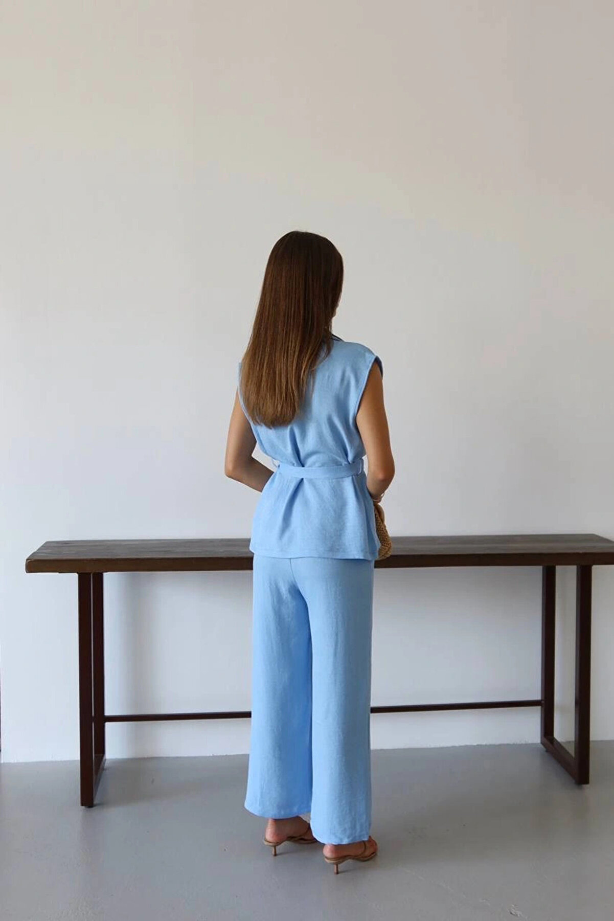 Ethab Ti̇caret Keten Yelek Pantolon Takım Mavi̇ Pt