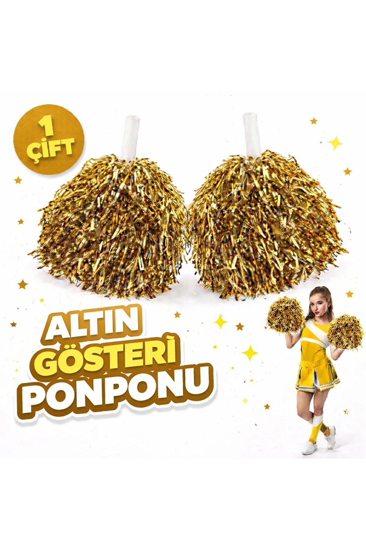 Ethab Ti̇caret 1 &Ccedil;i̇ft ( 2 Adet ) Altın Renk 23 Ni̇san 19 Mayıs 29 Eki̇m Okul G&ouml;steri̇ Ponponları Ekstra Dolgun