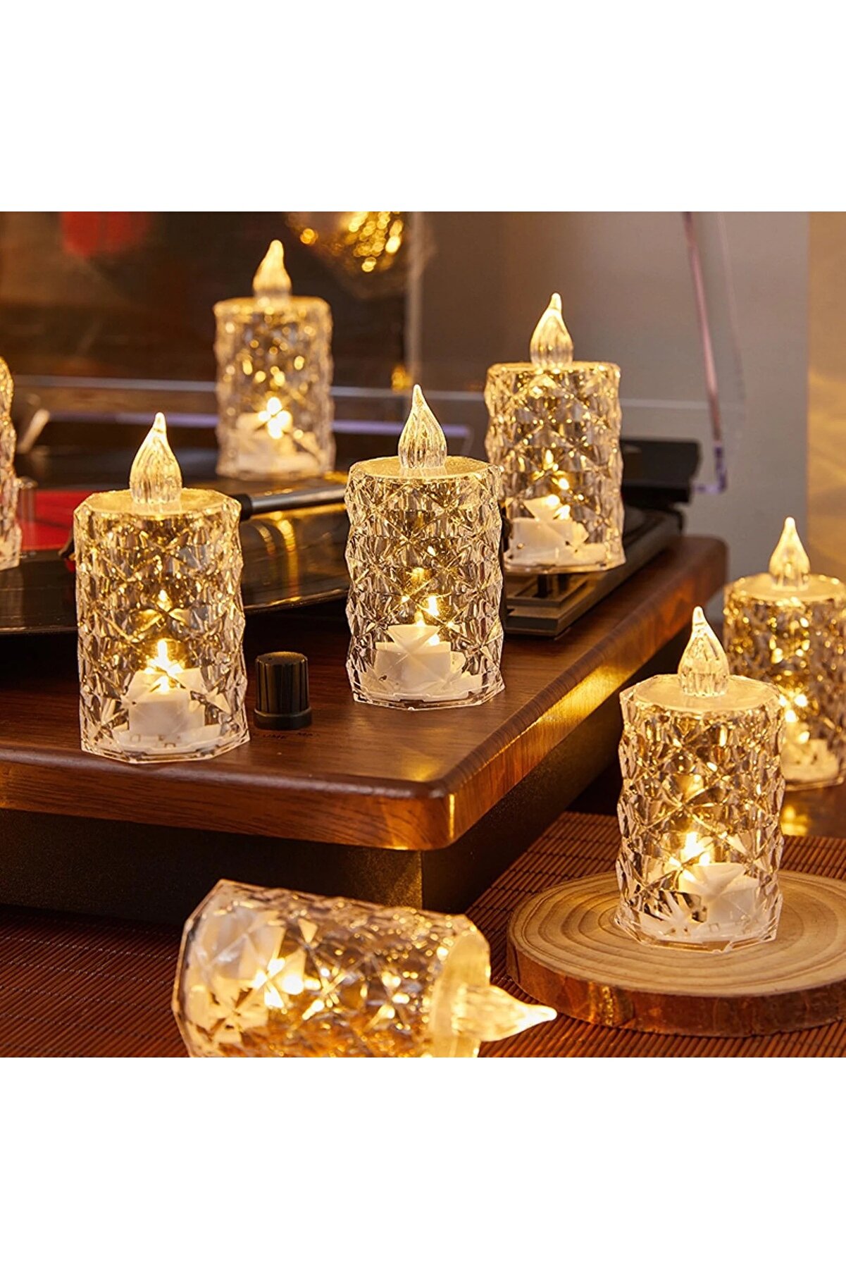 Ethab Ti̇caret Led Mum Şeffaf Kri̇stal Led Mum Pi̇lli̇ Alevsi̇z &Ccedil;ay Mumu D&uuml;ğ&uuml;n Doğum G&uuml;n&uuml; Ortam Işığı