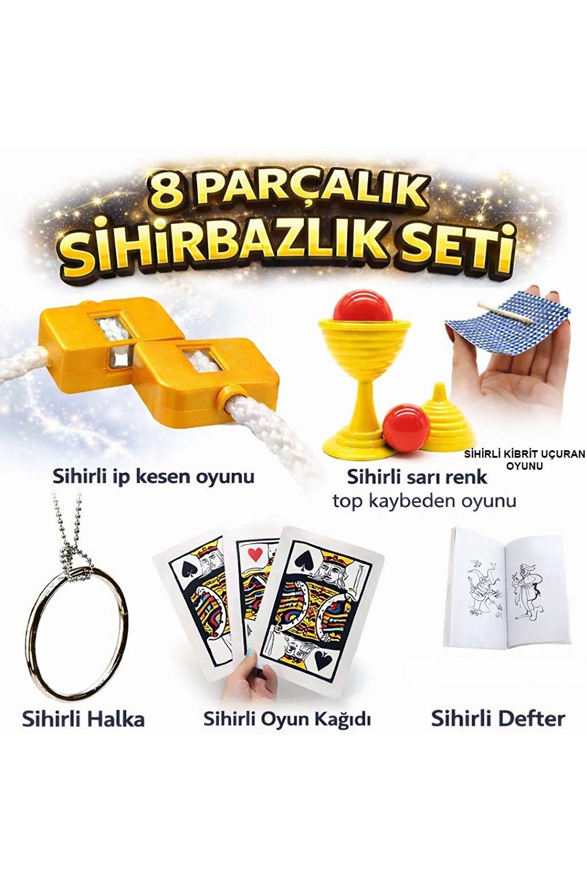 Ethab Ti̇caret 8&rsquo;Li̇ Si̇hi̇rbazlık Seti̇ (Ki̇bri̇t, Defter, H, Kupa, İp, 3&rsquo;L&uuml; Kart)