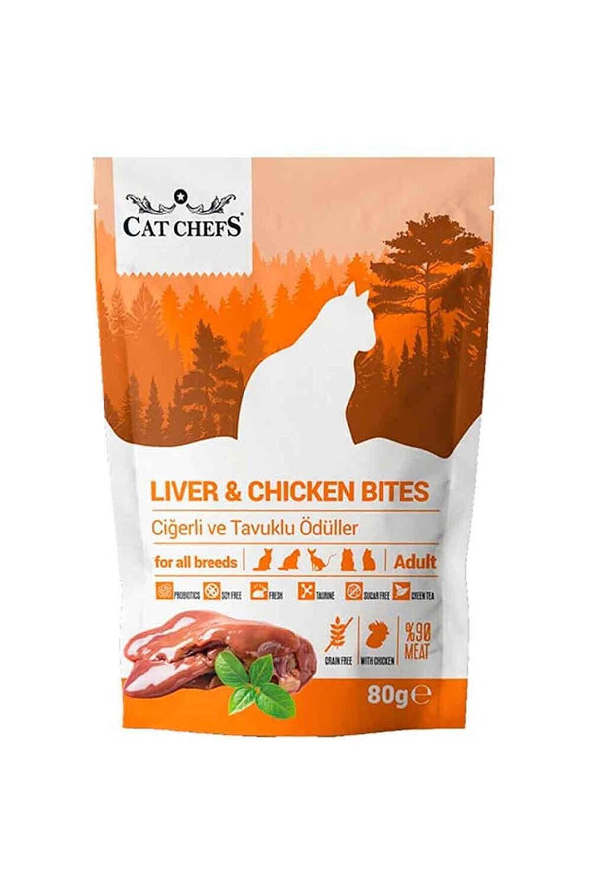 Ethab Ti̇caret Cat Chefs Ci̇ğerli̇ Ve Tavuklu Kedi̇ &Ouml;d&uuml;l Sı 80 Gr