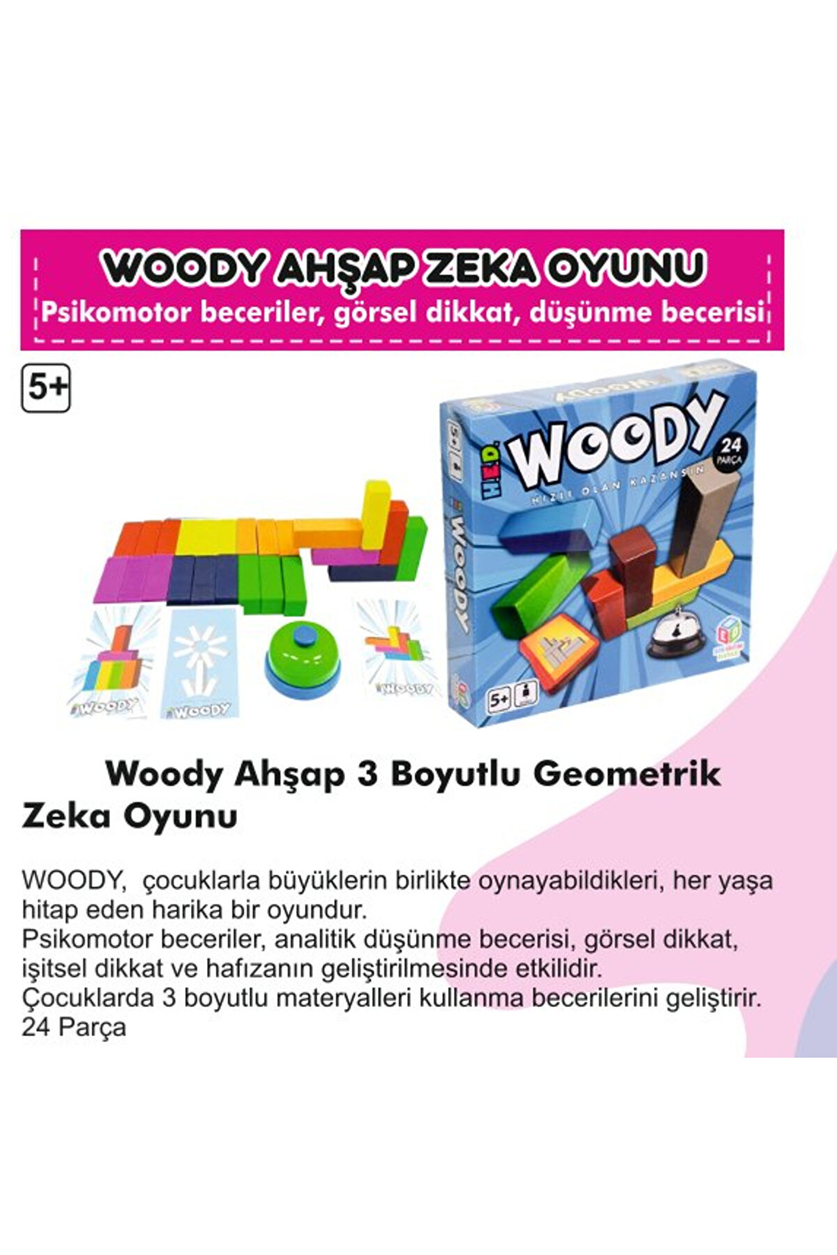 Ethab Ti̇caret Woody Ahşap 3 Boyutlu Geometri̇k Zeka Oyunu