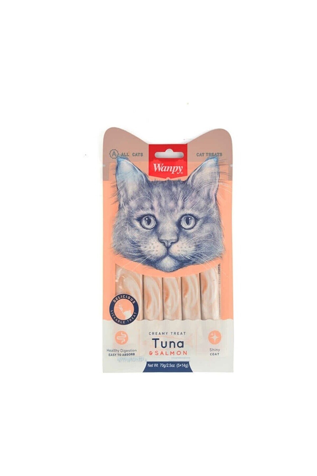 Ethab Ti̇caret Wanpy Ton Balıklı Somonlu Krema Li̇ki̇t Kedi̇ &Ouml;d&uuml;l&uuml; 5X14Gr