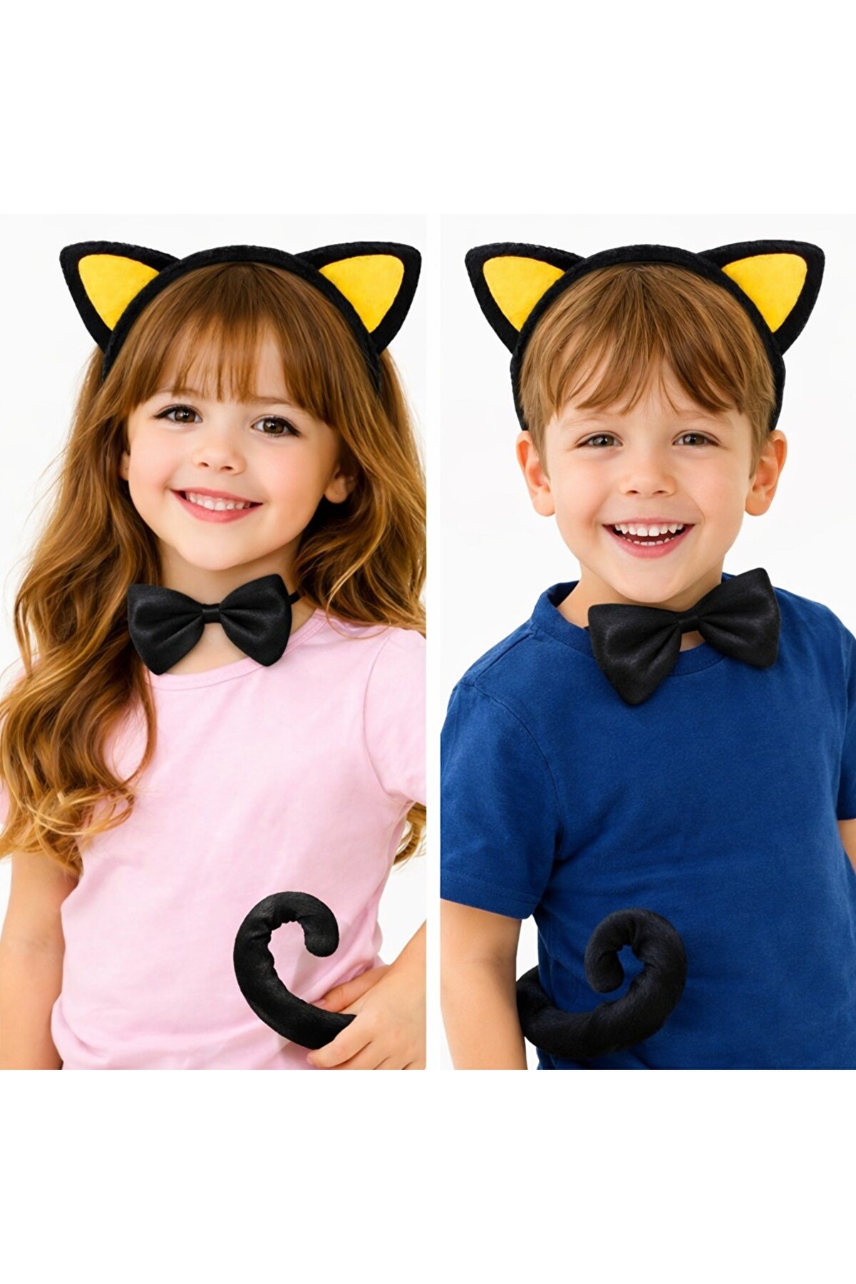 Ethab Ti̇caret Sarı Kulaklı Kedi̇ Kost&uuml;m Seti̇ &ndash; Ta&ccedil; Papyon Kuyruk 3 Par&ccedil;a