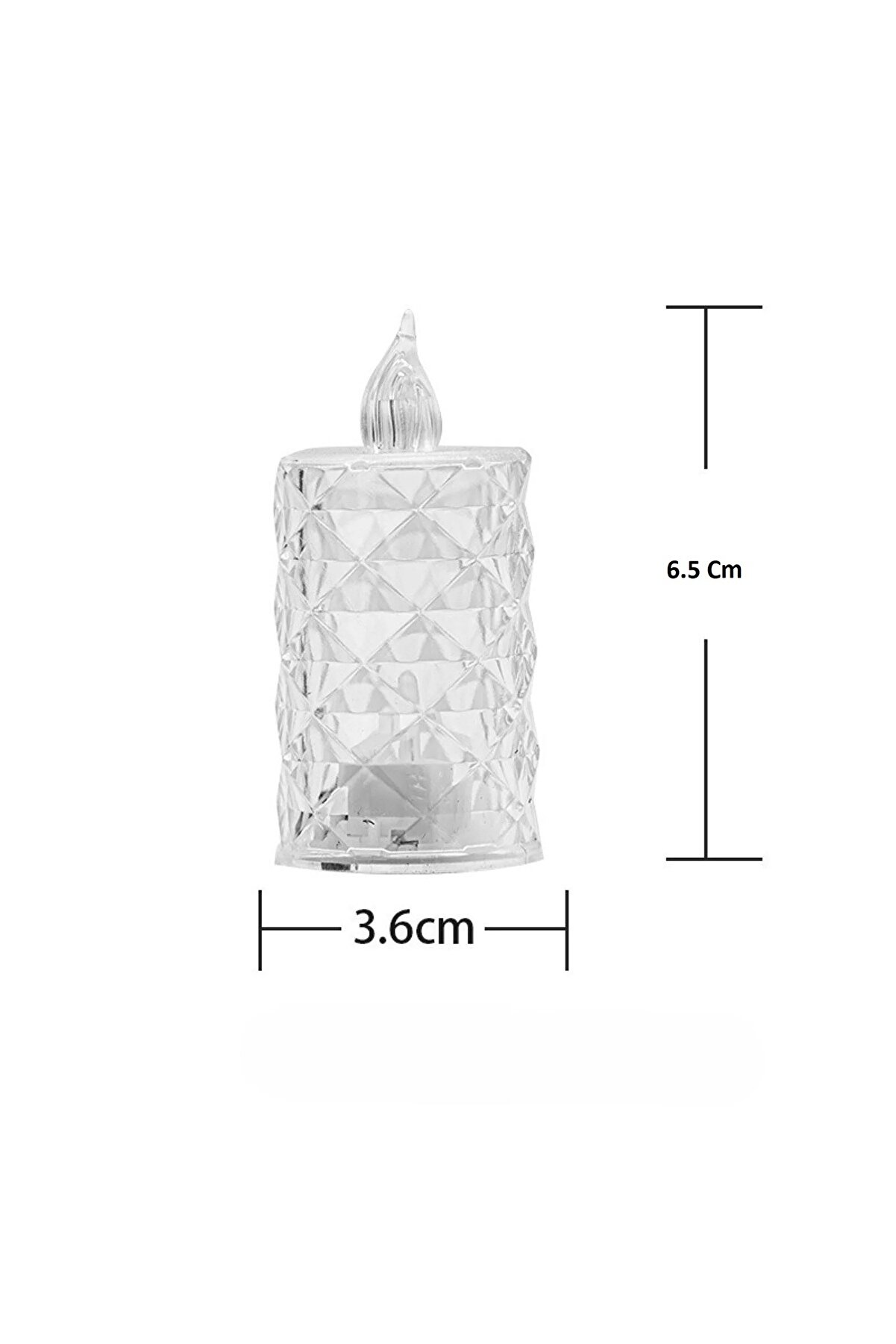 Ethab Ti̇caret Led Mum Şeffaf Kri̇stal Led Mum Pi̇lli̇ Alevsi̇z &Ccedil;ay Mumu D&uuml;ğ&uuml;n Doğum G&uuml;n&uuml; Ortam Işığı Mi̇di̇