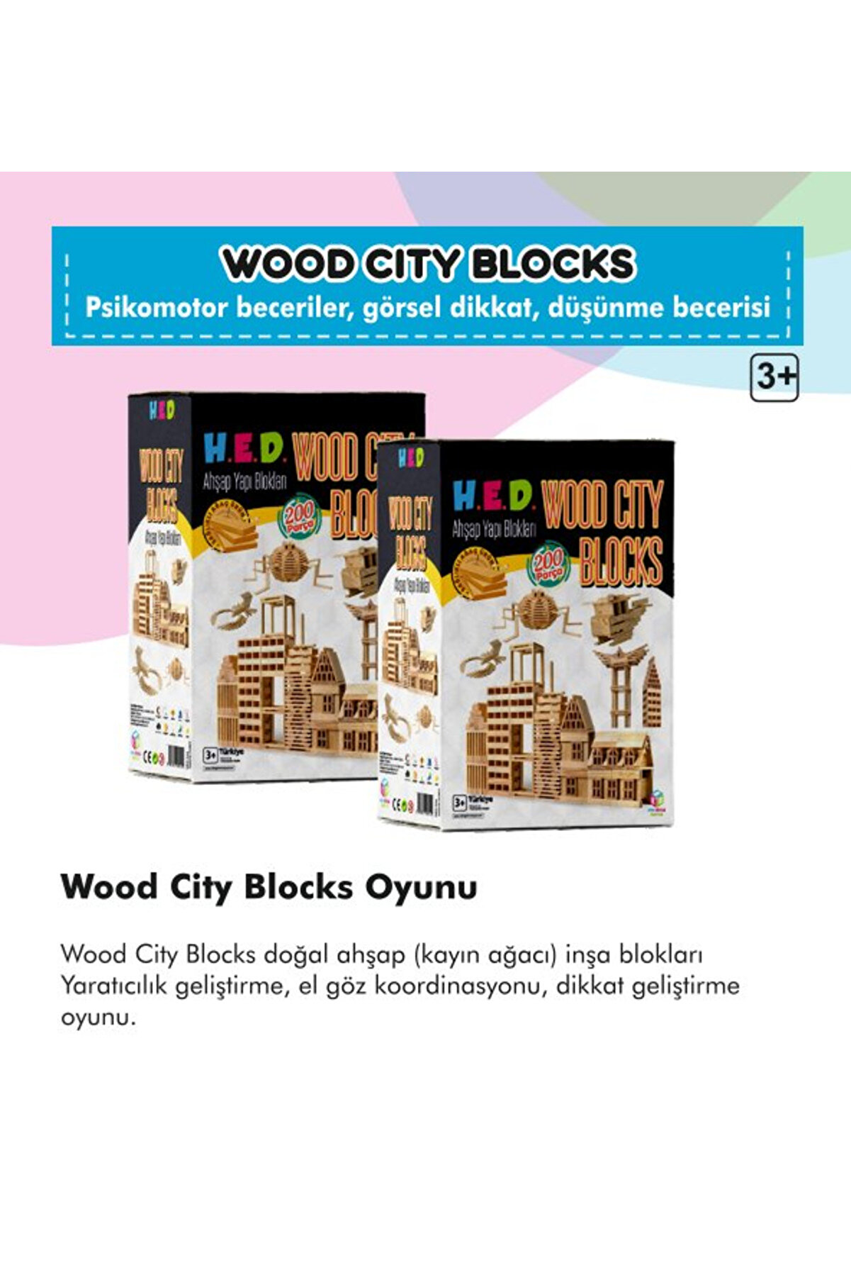 Ethab Ti̇caret Wood Ci̇ty Blocks Ahşap Şehi̇r Blokları (Kayın Ağacı)