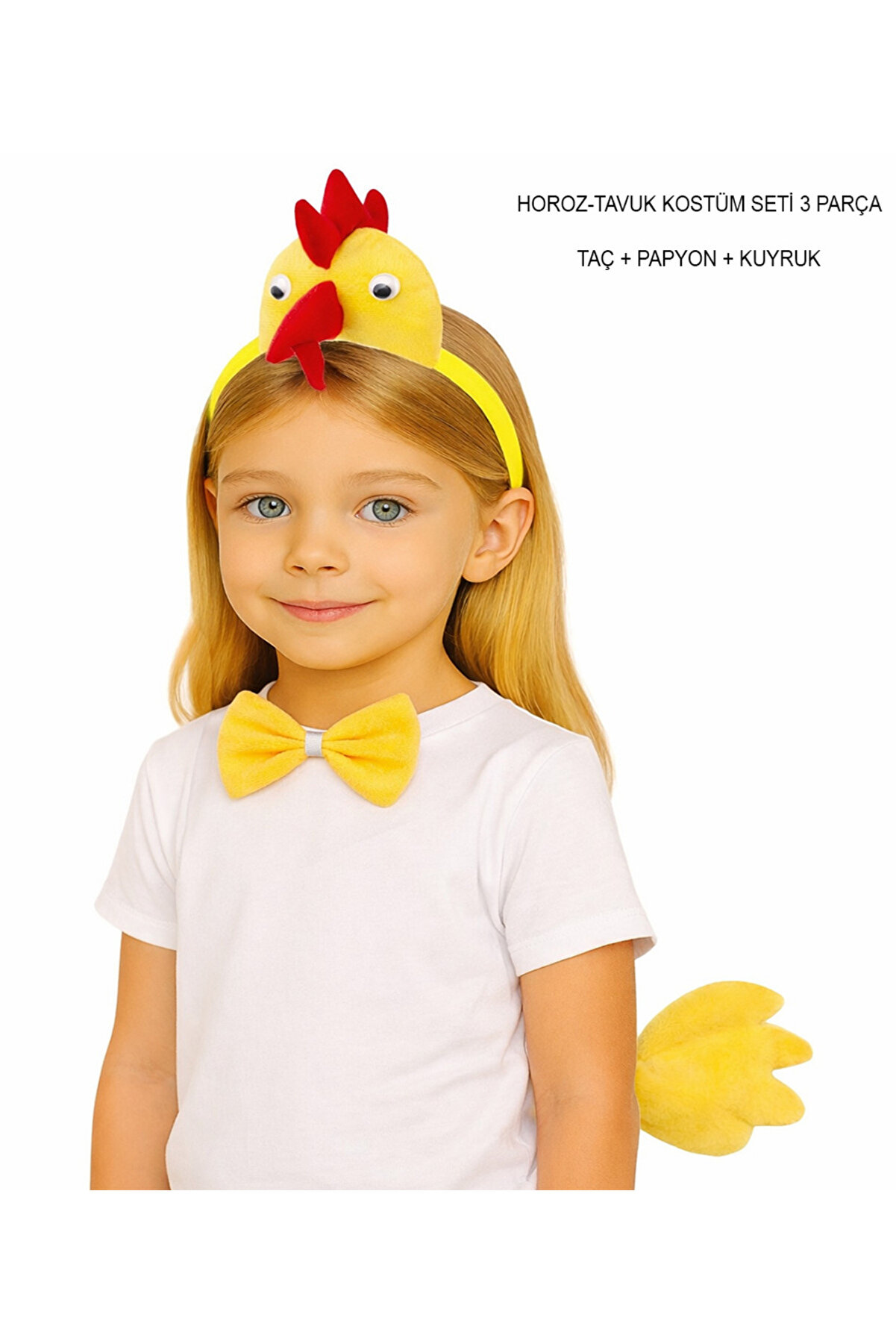 Ethab Ti̇caret &Ccedil;ocuk Horoz Tavuk Kost&uuml;m Seti̇ 3 Par&ccedil;a (Ta&ccedil; + Papyon + Kuyruk)