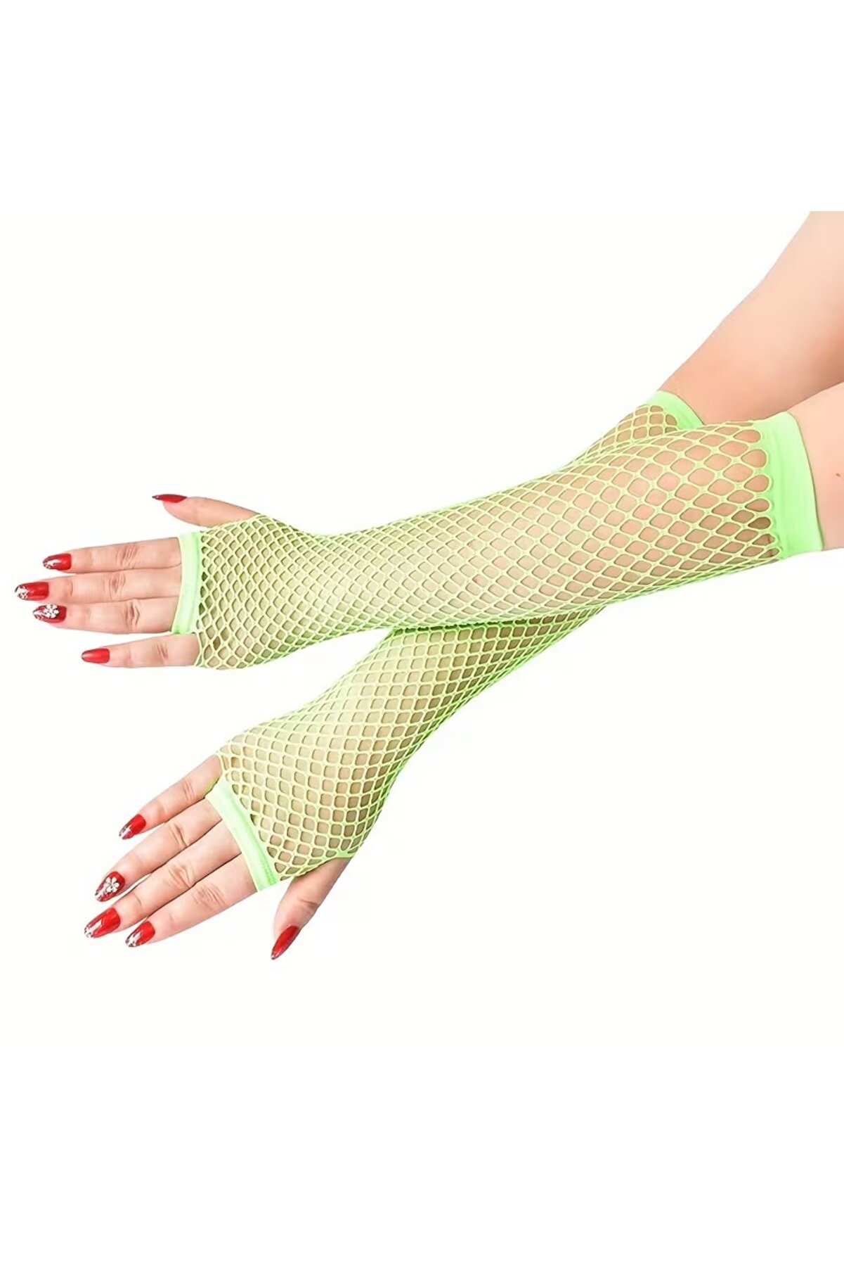 Ethab Ti̇caret 80&rsquo;Ler 90&rsquo;Lar Retro Neon Yeşi̇l Fi̇le Parmaksız Eldi̇ven 26 Cm