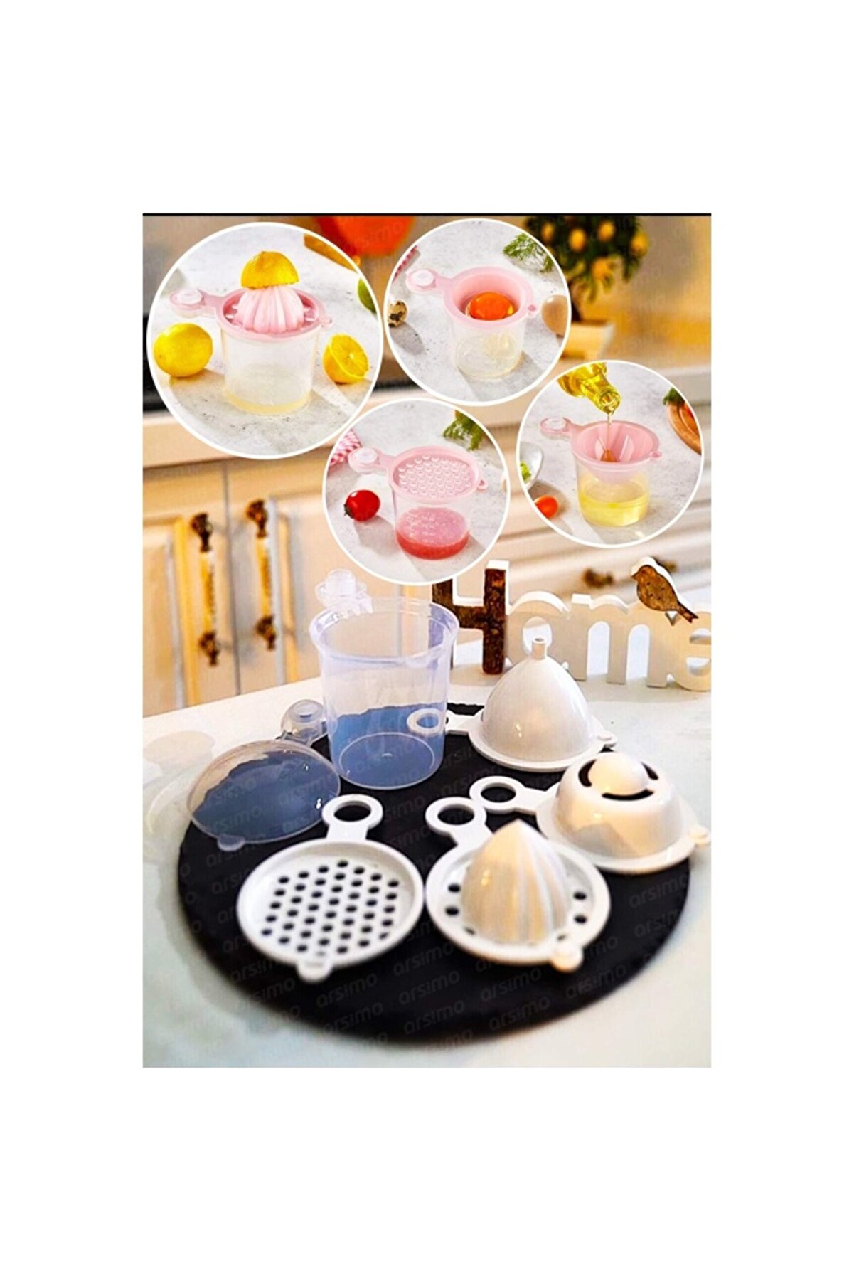 Ethab Ti̇caret 5 İn 1 S&uuml;zge&ccedil; - Huni̇ - Li̇mon Sıkacağı - Yumurta Akı Ayırıcı Hazneli̇ Mutfak Aparatı