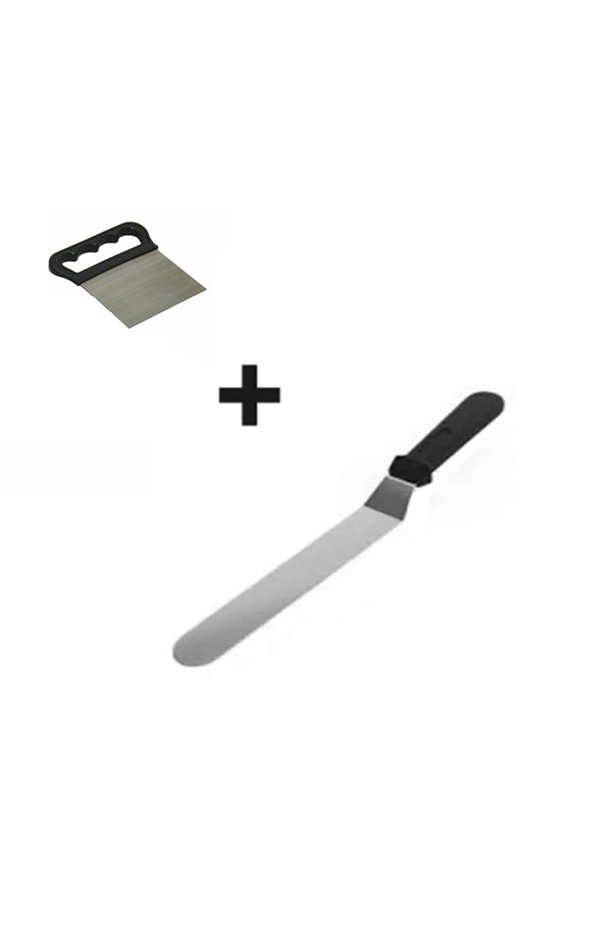 Ethab Ti̇caret 2Li̇ Set Hamur Şeki̇llendi̇ri̇ci̇ Eği̇k Pasta Spatulası Ve Metal Hamur Kesi̇ci̇ Kazıyıcı Spatula