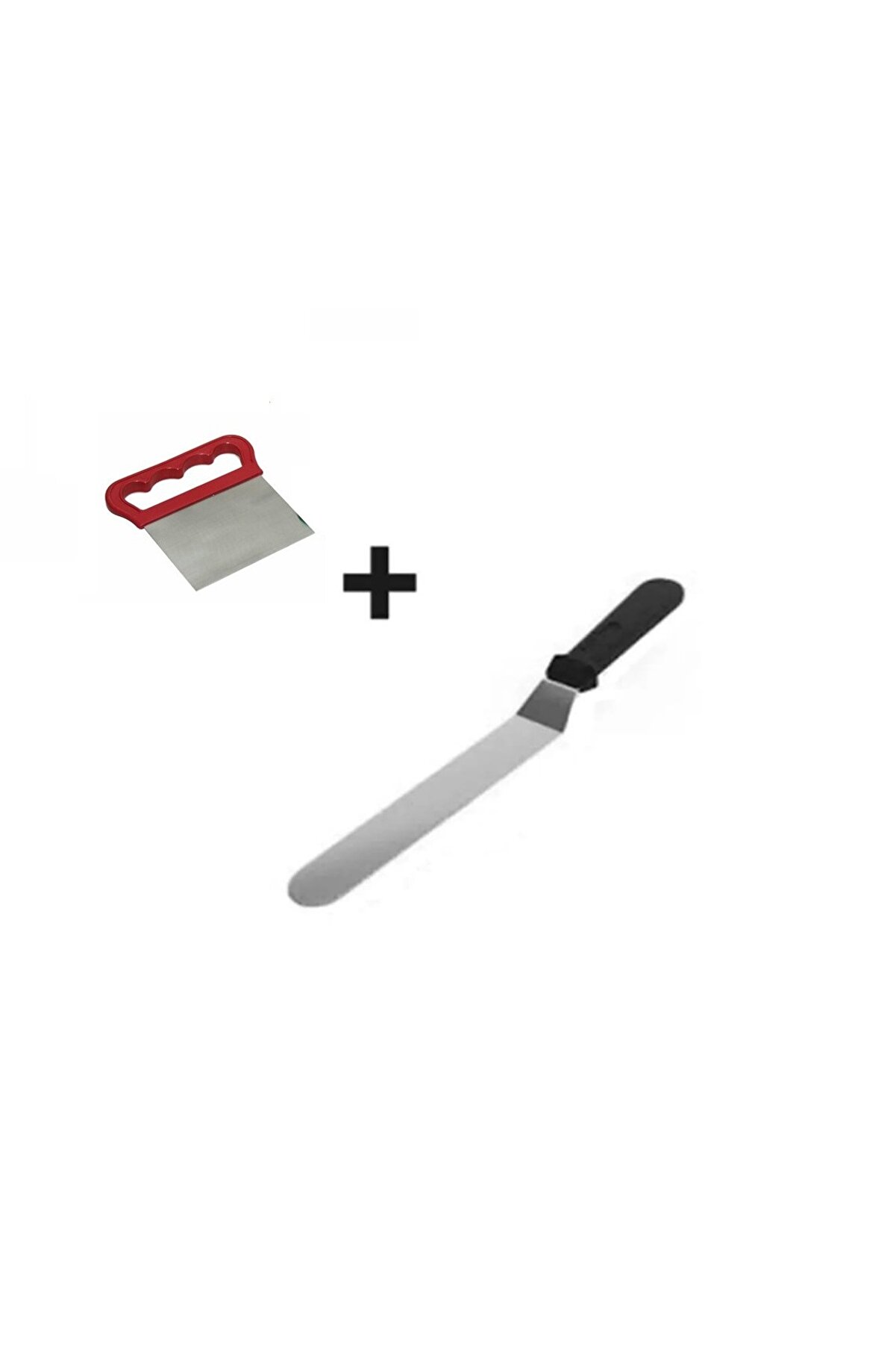 Ethab Ti̇caret 2Li̇ Set Hamur Şeki̇llendi̇ri̇ci̇ Eği̇k Pasta Spatulası Ve Metal Hamur Kesi̇ci̇ Kazıyıcı Spatula