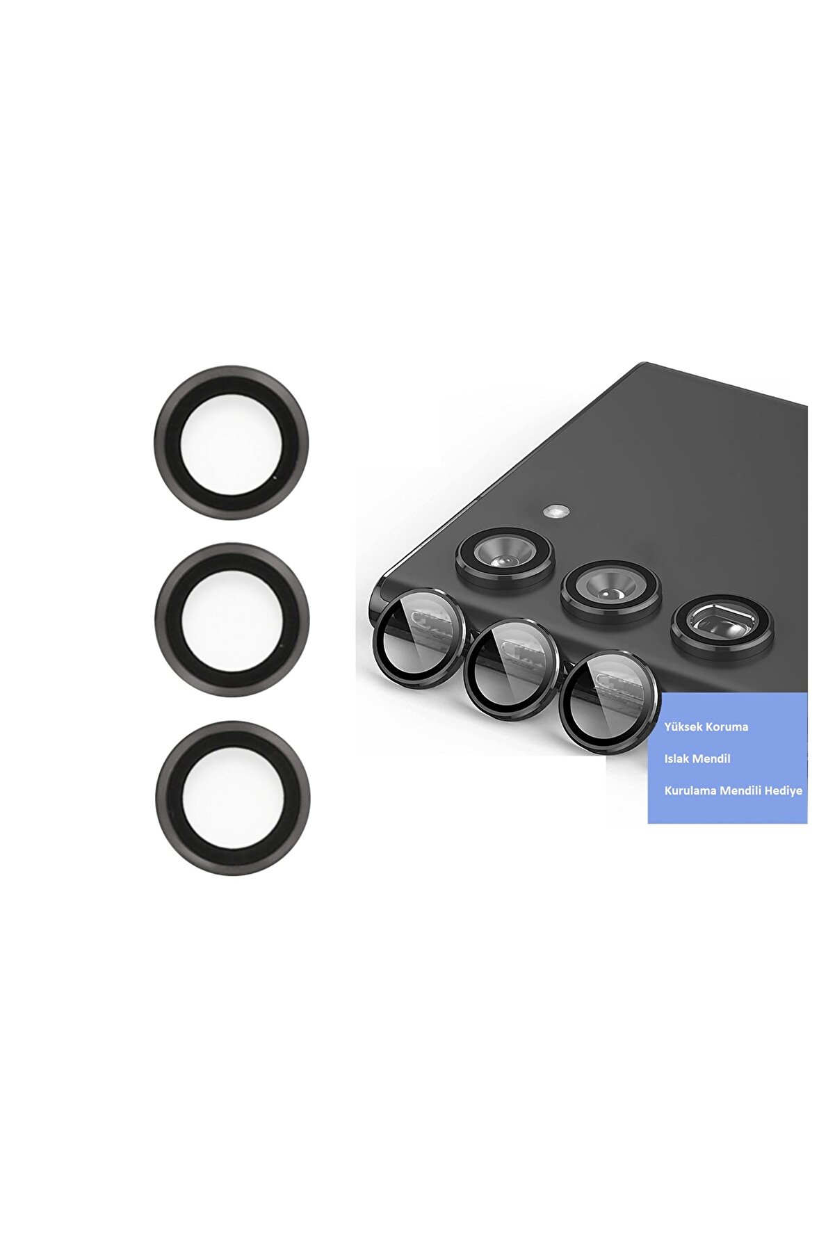 Ethab Ti̇caret Samsung Galaxy S23 Kamera Lens Koruyucu - Si̇yah