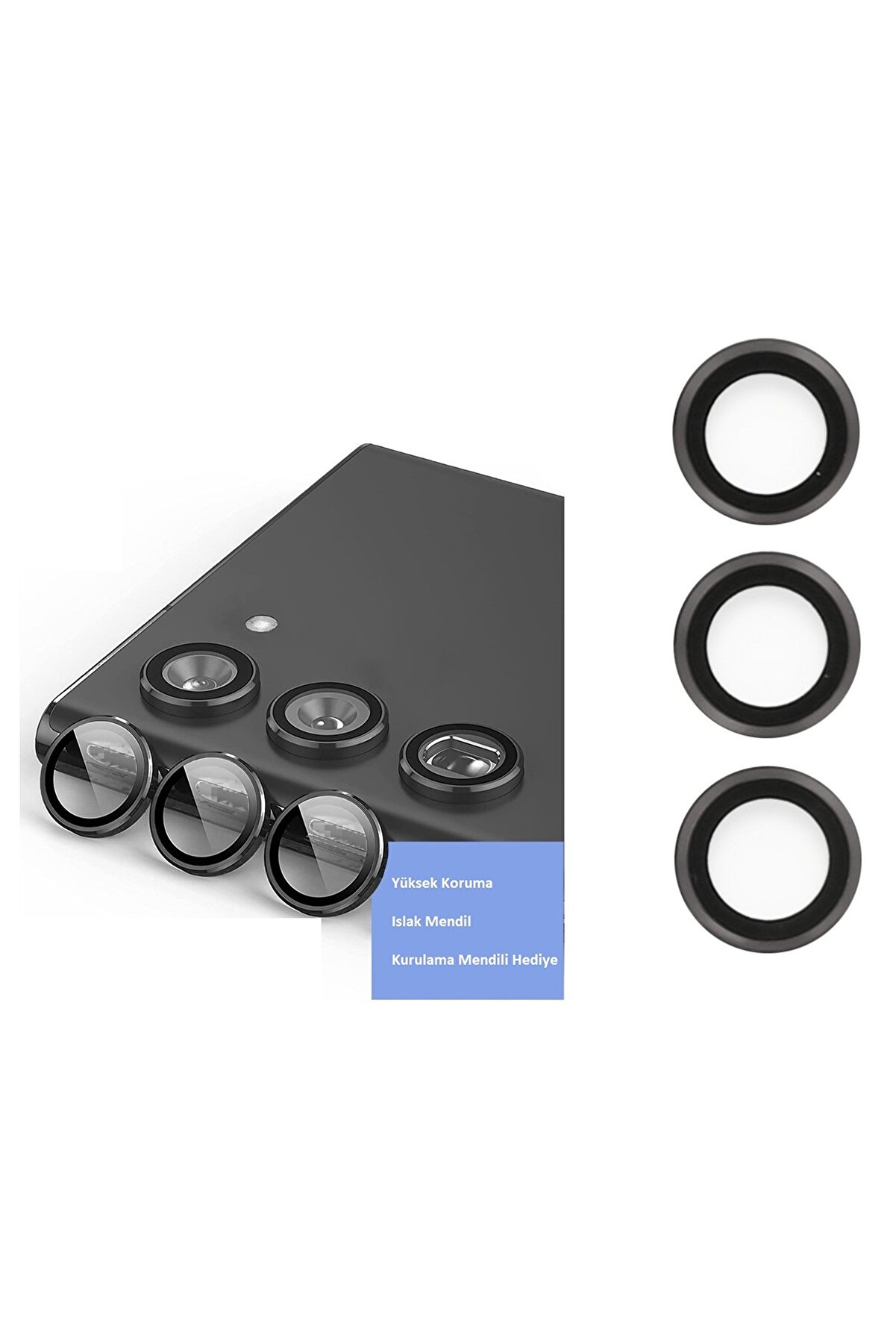 Ethab Ti̇caret Samsung Galaxy S23 Plus Kamera Lens Koruyucu - Si̇yah