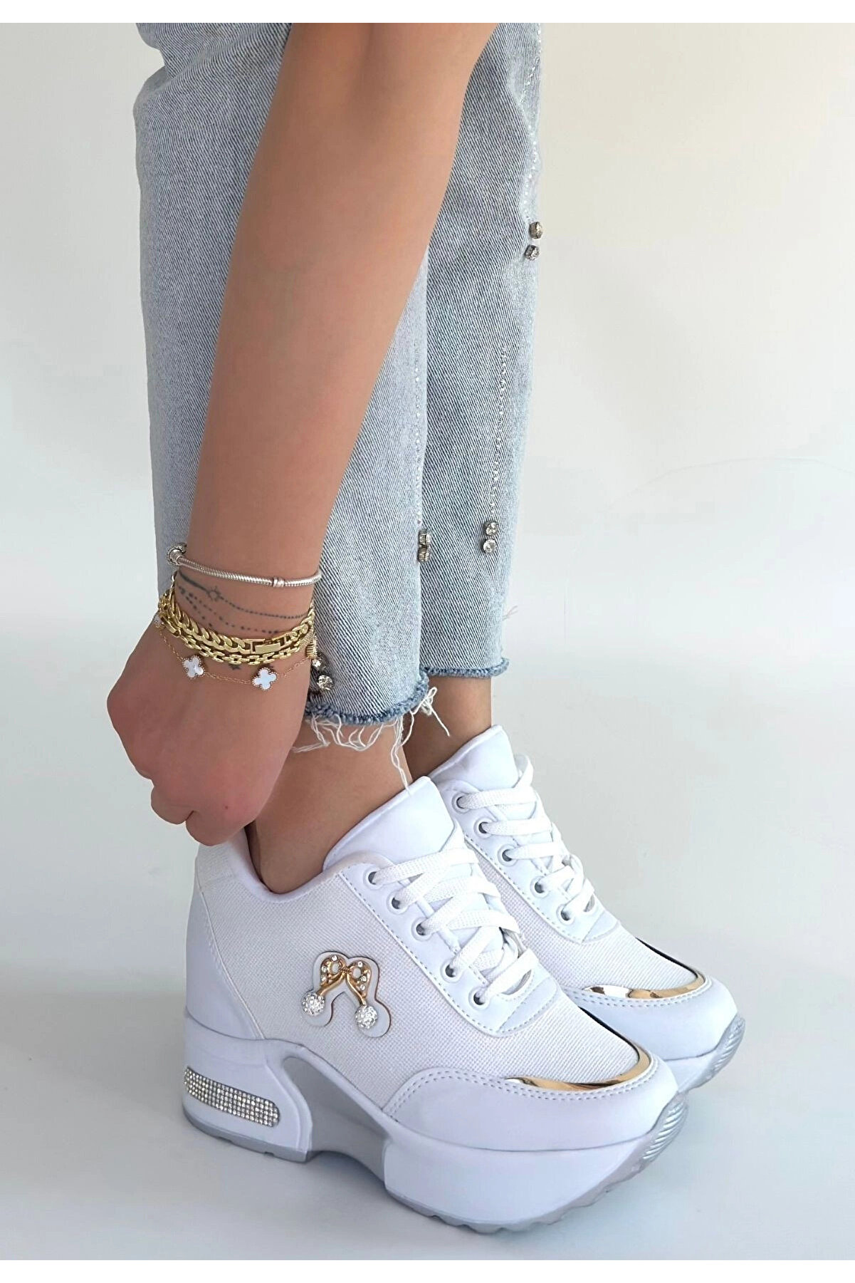 Ethab Ti̇caret Wody Beyaz Ci̇lt Si̇mli̇ Bağcıklı Spor Ayakkabı