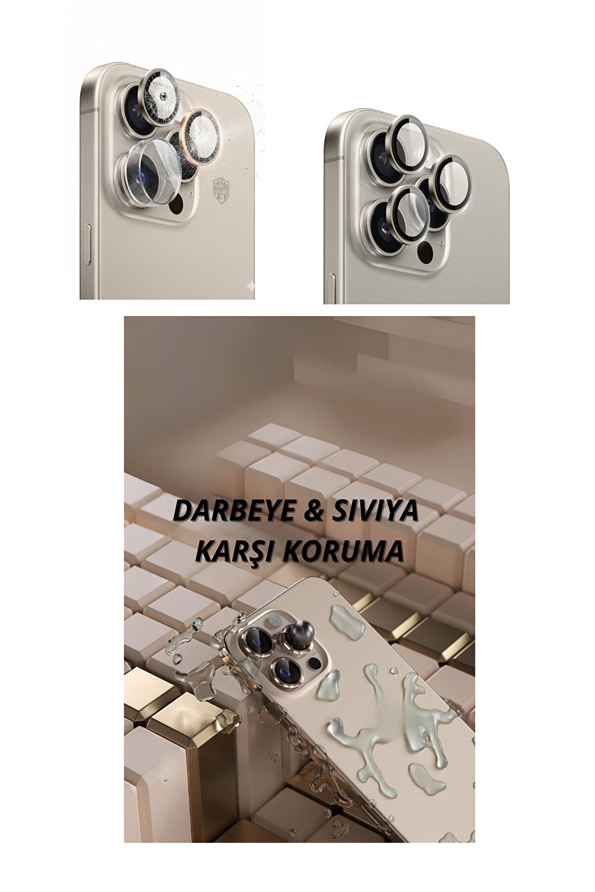 Ethab Ti̇caret İphone 16 Pro Max Kamera Lens Koruyucu Naturel