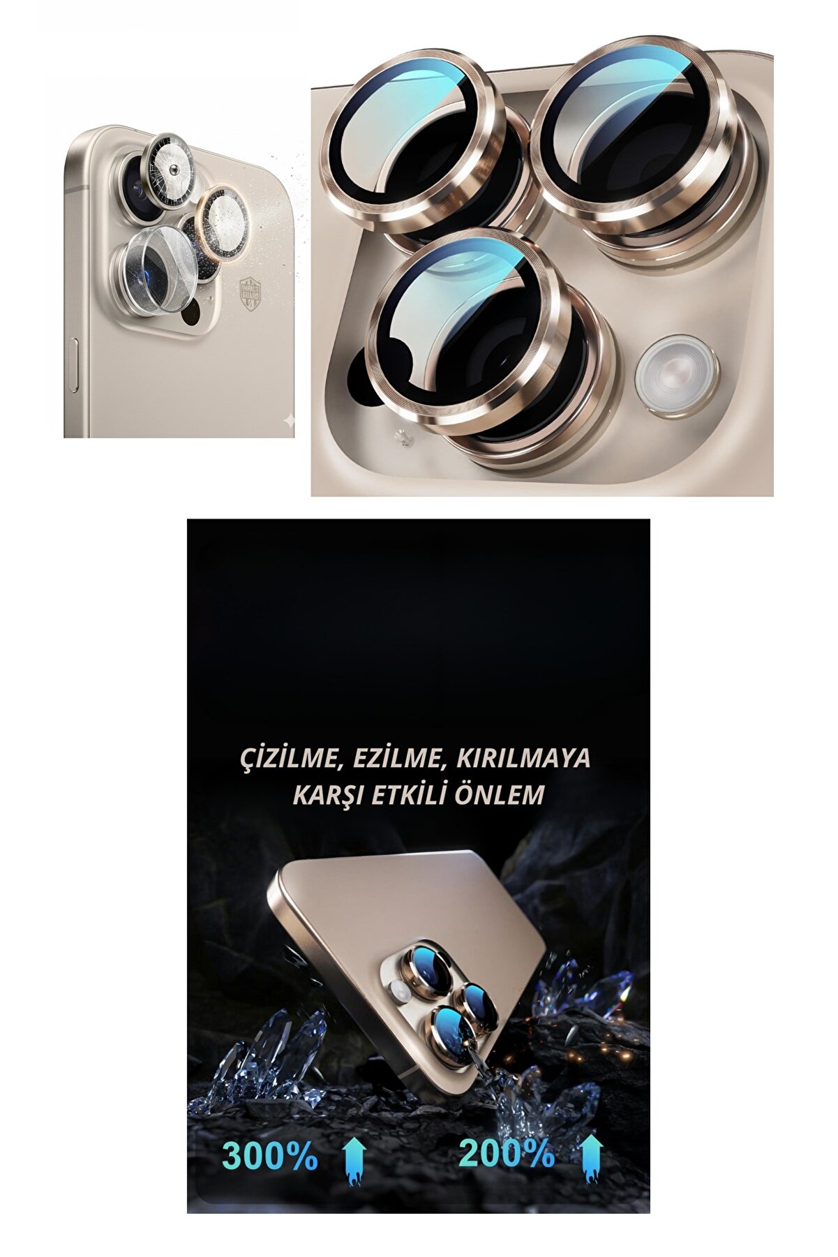 Ethab Ti̇caret İphone 16 Pro Kamera Lens Koruyucu Naturel