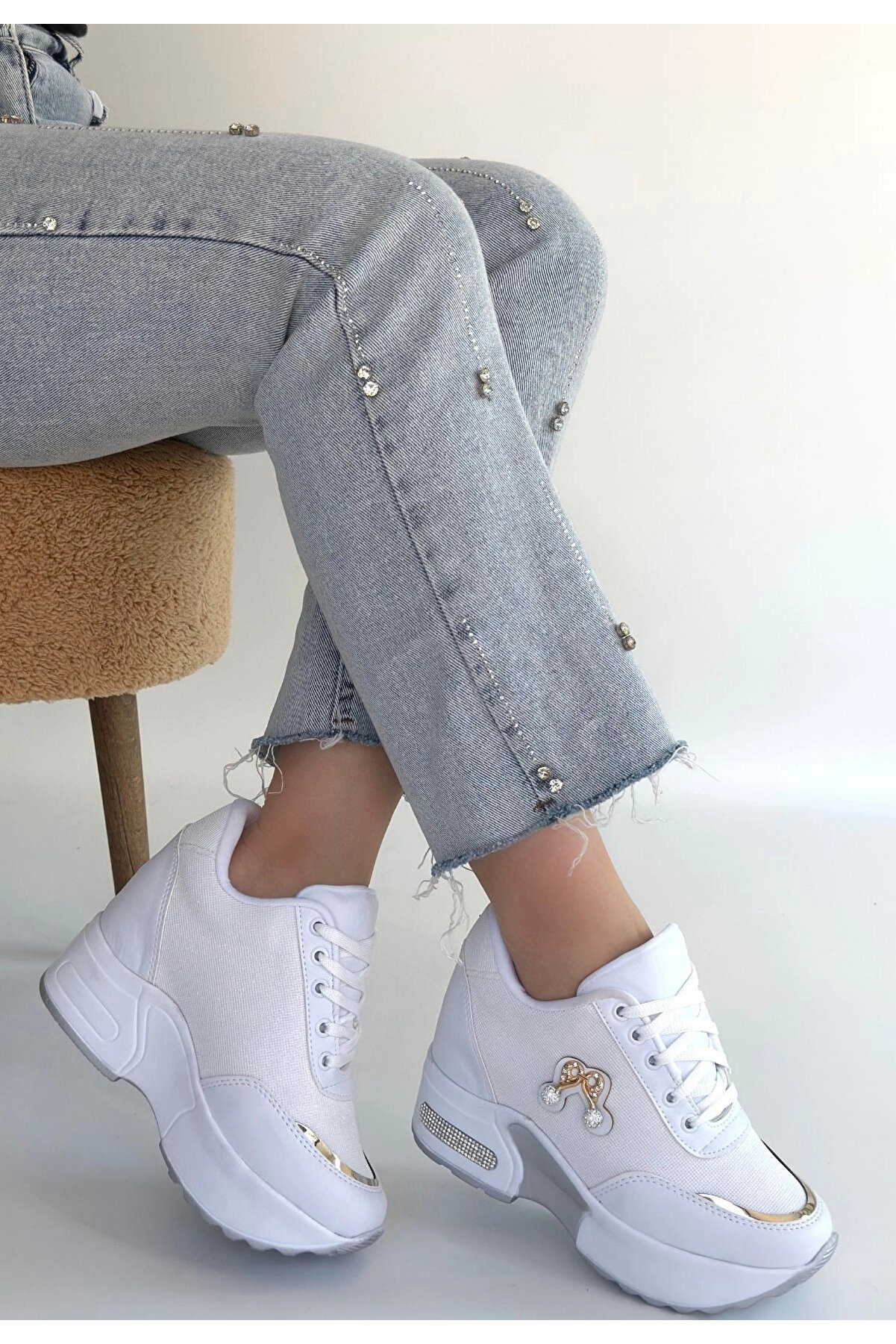 Ethab Ti̇caret Wody Beyaz Ci̇lt Si̇mli̇ Bağcıklı Spor Ayakkabı