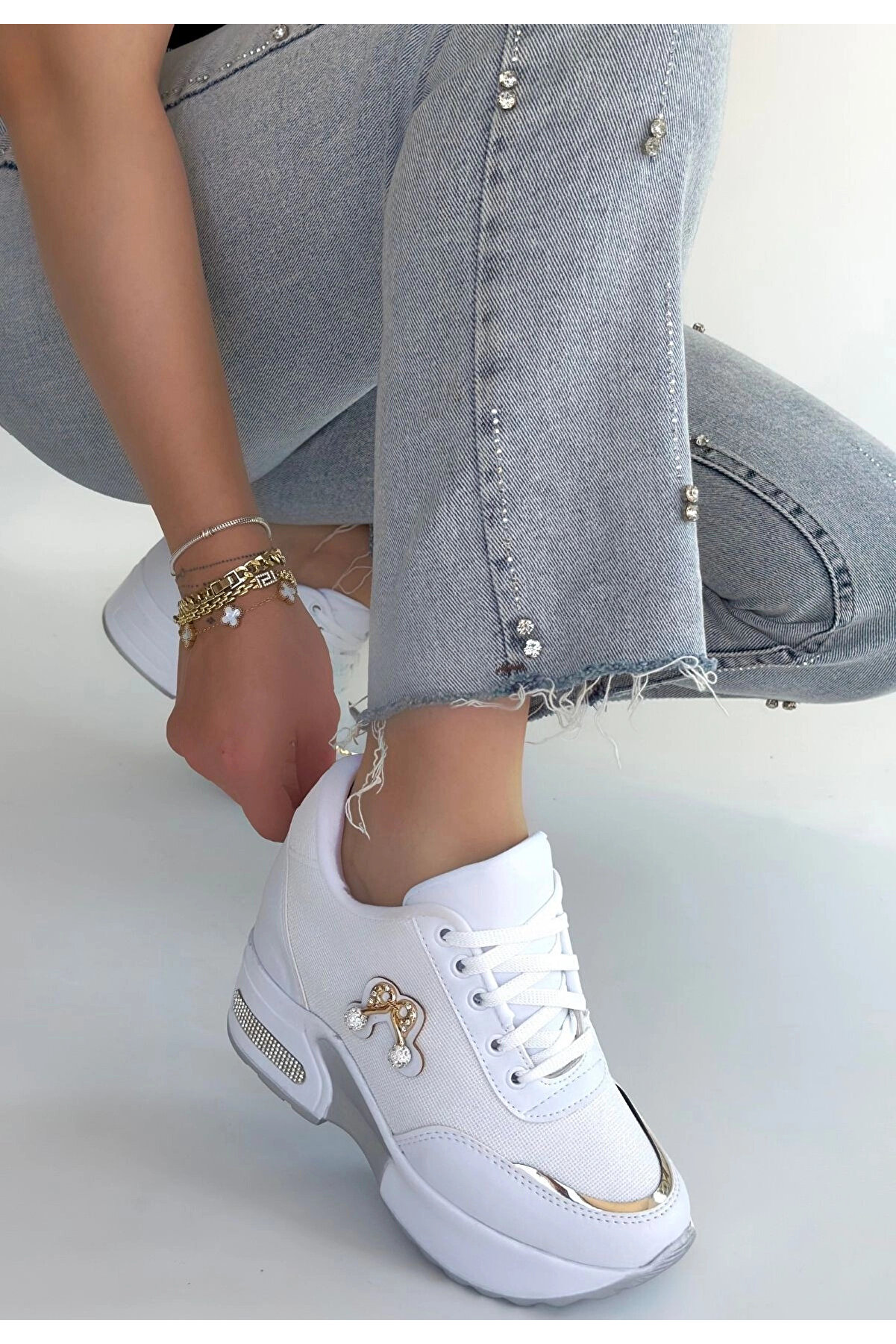 Ethab Ti̇caret Wody Beyaz Ci̇lt Si̇mli̇ Bağcıklı Spor Ayakkabı