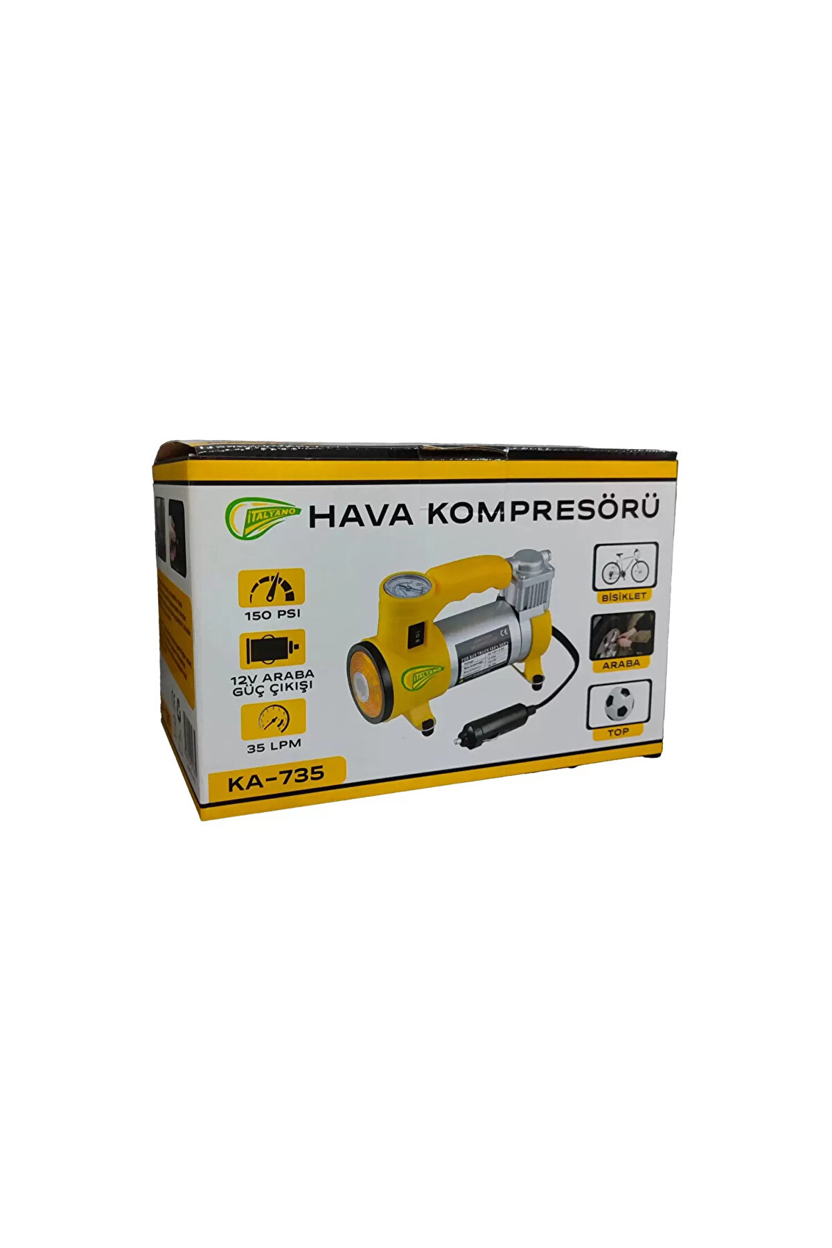 Go İthalat Elektri̇kli̇ Araba Lasti̇k Şi̇şi̇rme / 150 Psı - 12V / Taşınabi̇li̇r Metal Hava Kompres&ouml;r&uuml;