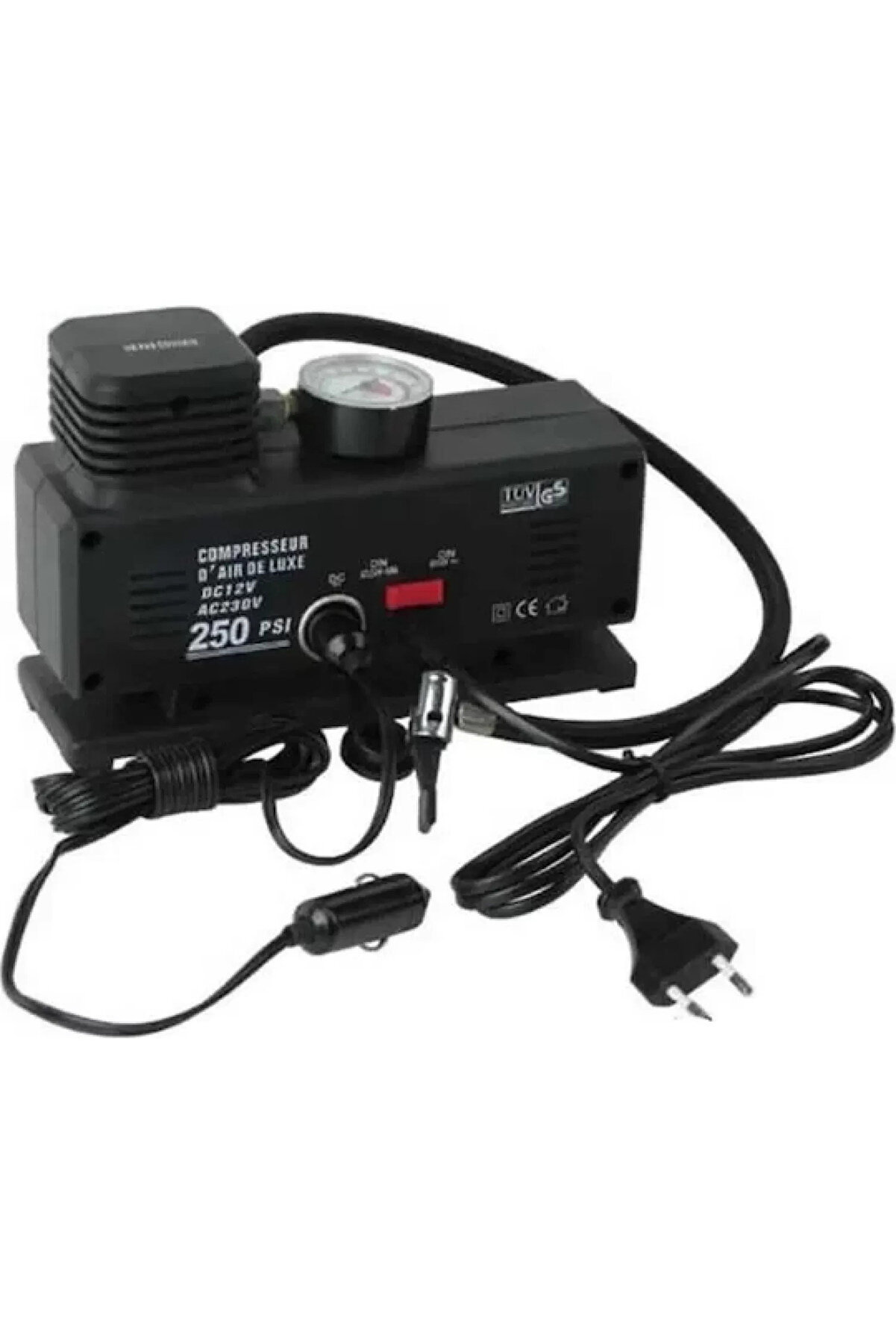 Go İthalat 220 Volt-12 Volt 250 Psi̇ Kompres&ouml;r Lasti̇k Hava Şi̇şi̇rme Oto Pompası Fi̇şli̇ Ve &Ccedil;akmaklı Yage-843