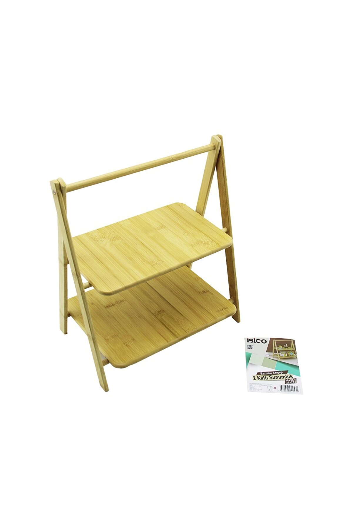 Go İthalat Stand - Ayaklı 2 Katlı Ahşap - Bambu Servi̇s Sunum Tahtası 18X28Cm -- 22X28Cm