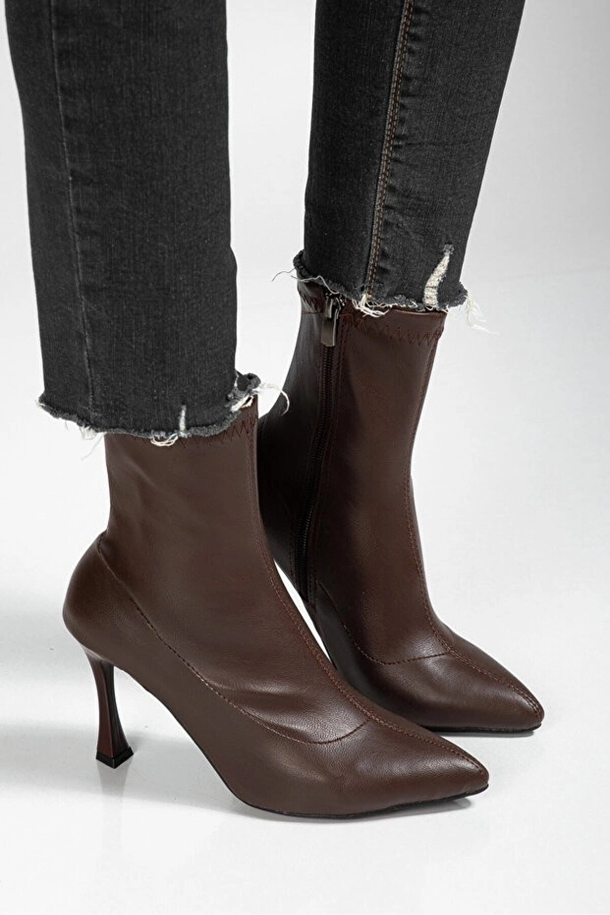 Ethab Ti̇caret Orjen Kahverengi̇ Ci̇lt Stre&ccedil; Topuklu Bot