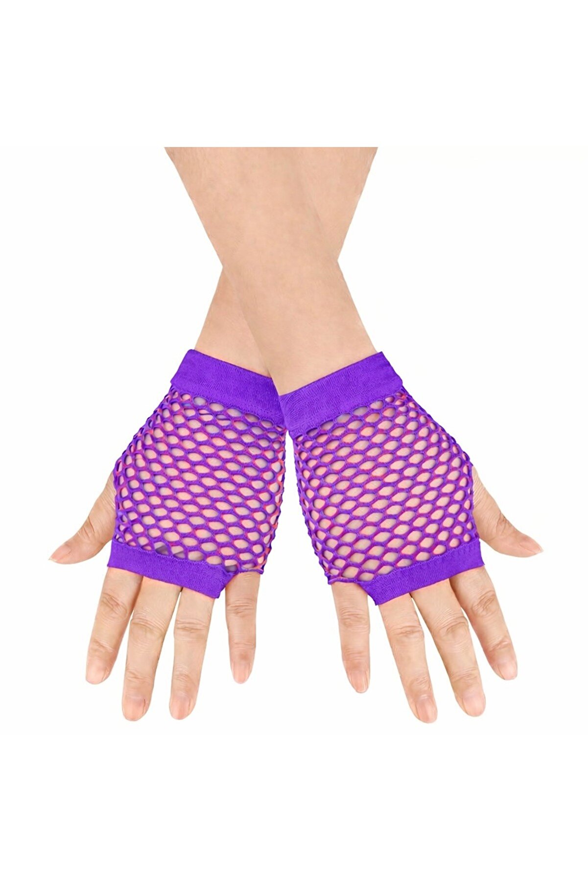 Ethab Ti̇caret 80&rsquo;Ler 90&rsquo;Lar Retro Mor Fi̇le Parmaksız Kısa Eldi̇ven 11 Cm