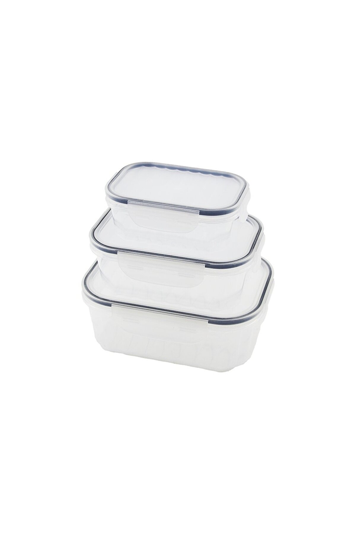 Go İthalat 3Pcs Qui̇ck Sızdırmaz Saklama Kabı Seti̇ Şeffaf Kap - Buğulu-Contalı Kapak 500-1000-1700Ml