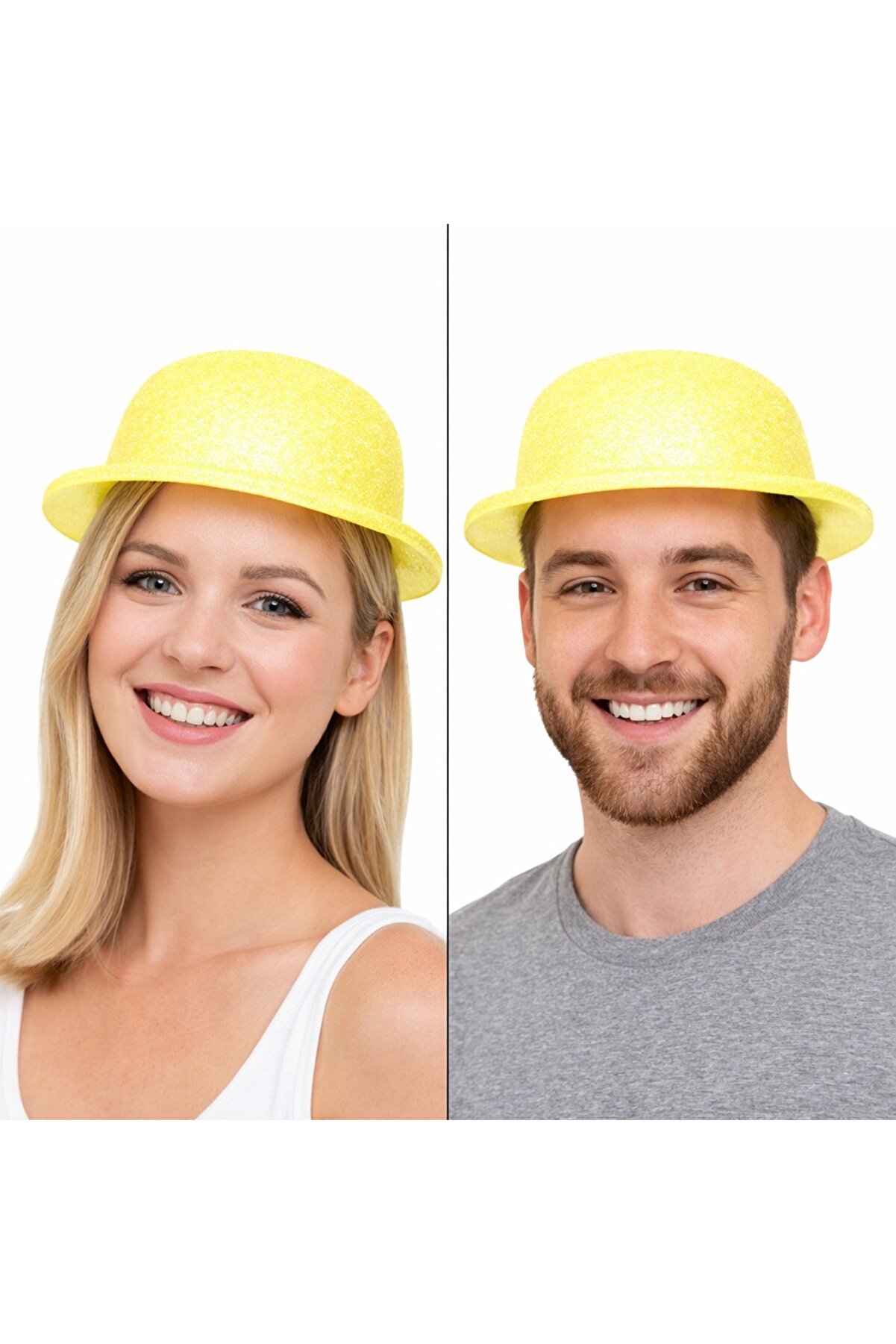 Ethab Ti̇caret Sarı Si̇mli̇ Melon Şapka | İnce Plasti̇k Gli̇tter Yeti̇şki̇n Parti̇ Şapkası
