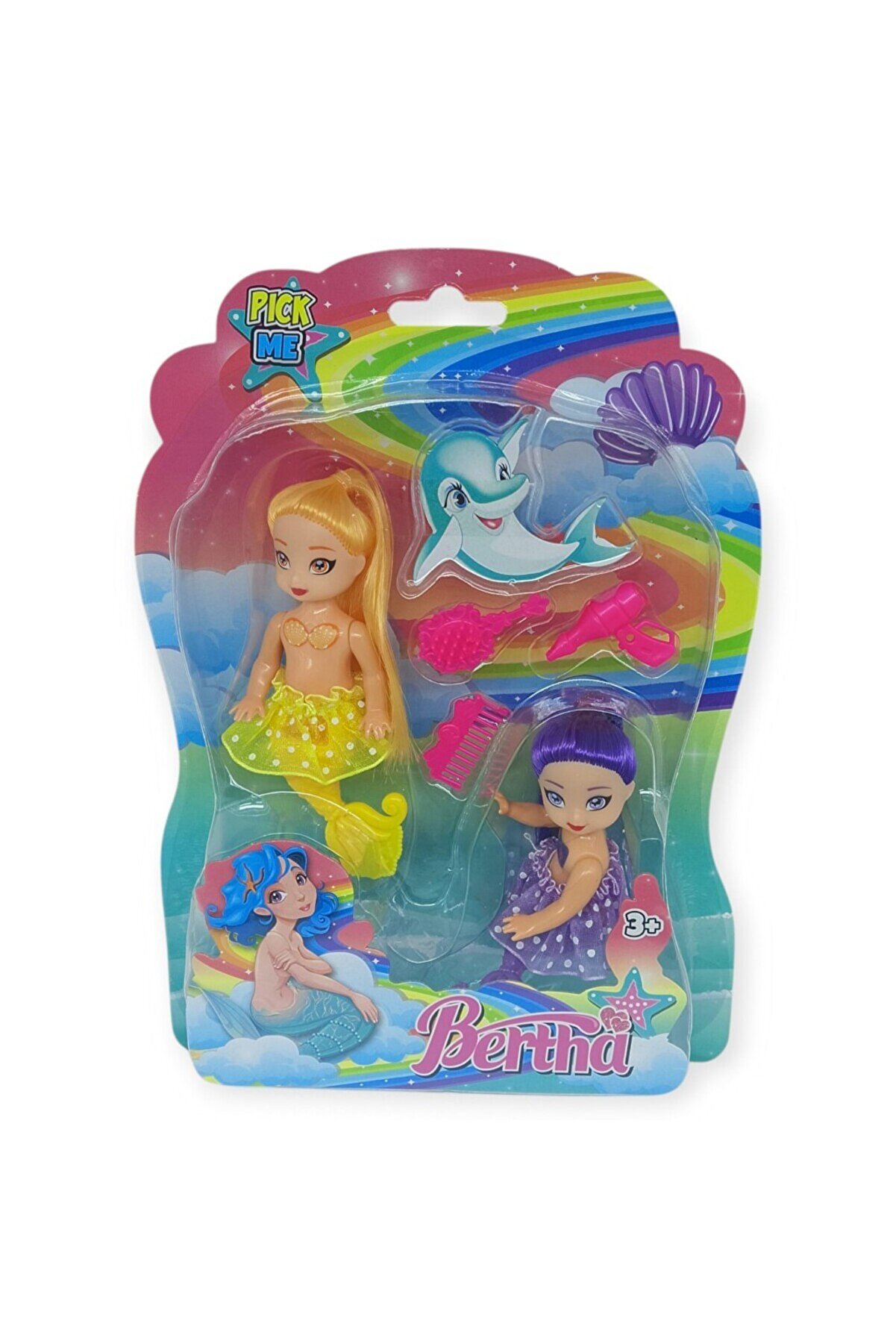 Ethab Ti̇caret 2 Li̇ Deni̇z Kızı Bebek Seti̇ - Hareketli̇ Eklemler Ve Aksesuarlı -Sarı & Mor