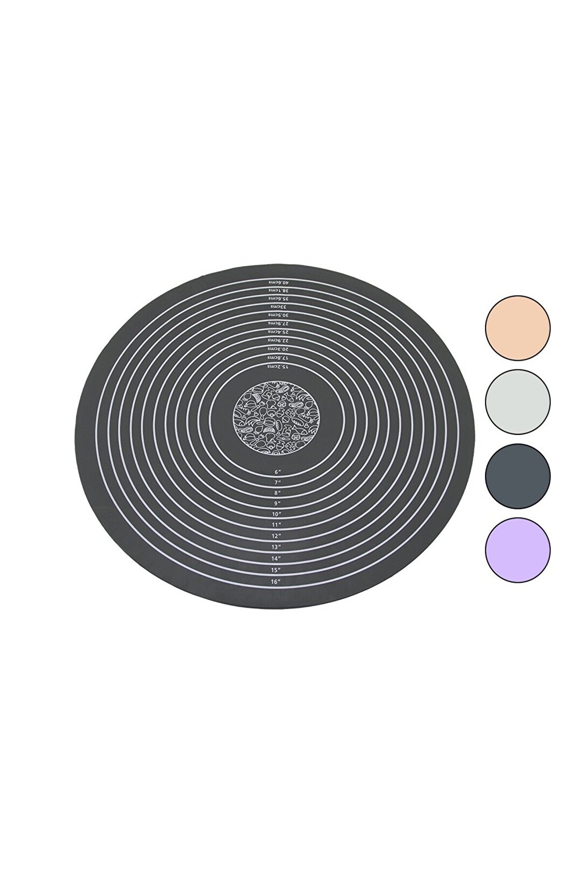 Go İthalat Yuvarlak Renkli̇ Si̇li̇kon Hamur Matı &Ouml;l&ccedil;ek &Ccedil;i̇zi̇mli̇ 190Gr &Ccedil;ap 45Cm