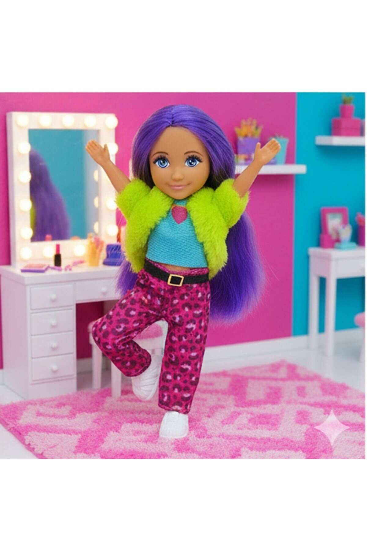 Ethab Ti̇caret Anki̇ki̇ Moda İkonu Bebek Fi̇g&uuml;r 13 Cm - Mor Sa&ccedil;lı Hi̇p-Hop R&uuml;zgarı