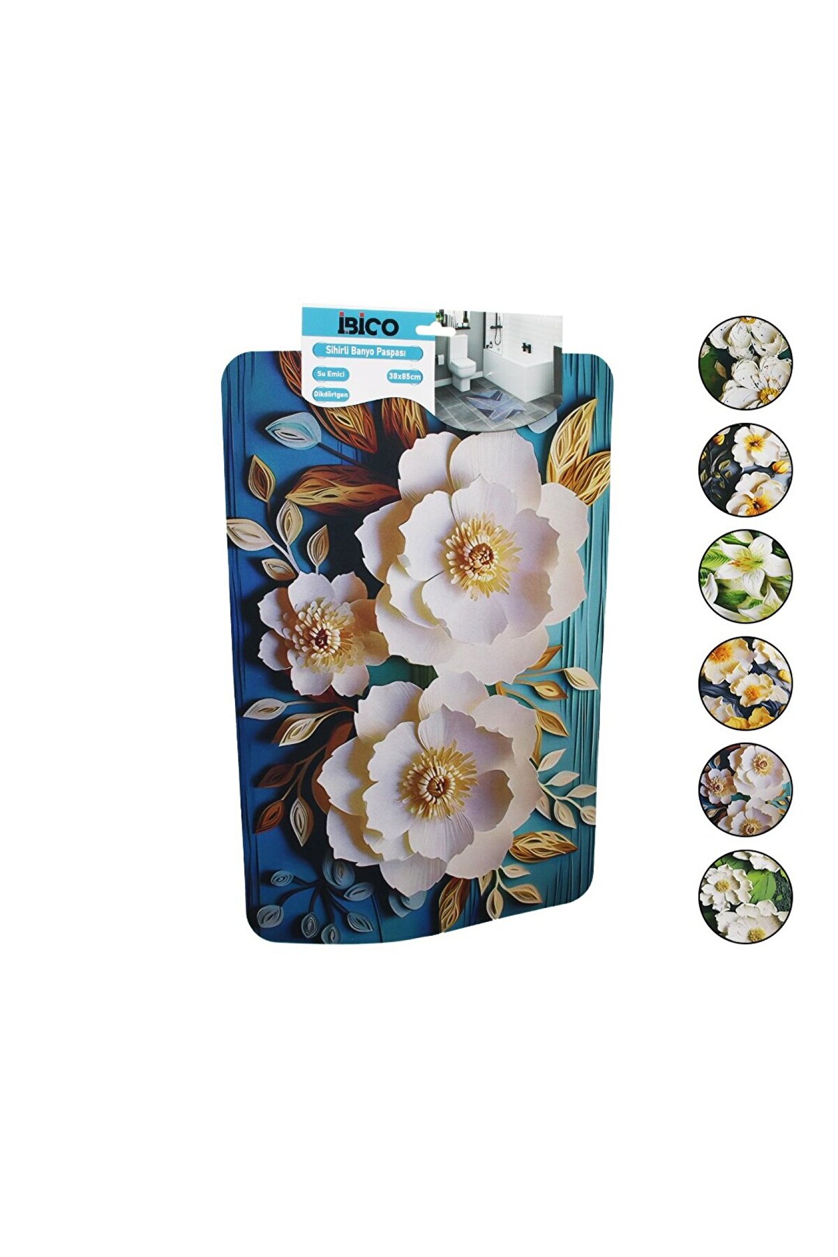 Go İthalat Di̇kd&ouml;rtgen - Desenli̇ 38X85Cm Su Emi̇ci̇ - Si̇hi̇rli̇ Banyo Paspası Elasti̇k