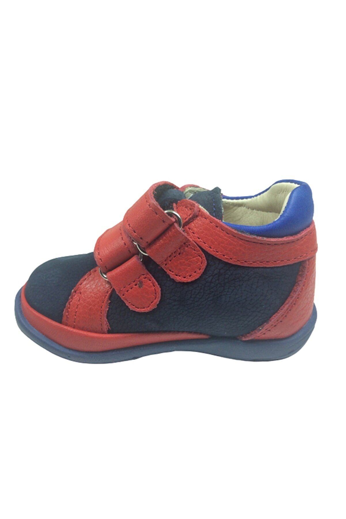 Ilkadım Erkek Çocuk Bot Laci̇vert-Kırmızı Cırtlı % 100 Deri̇ Anatomi̇k