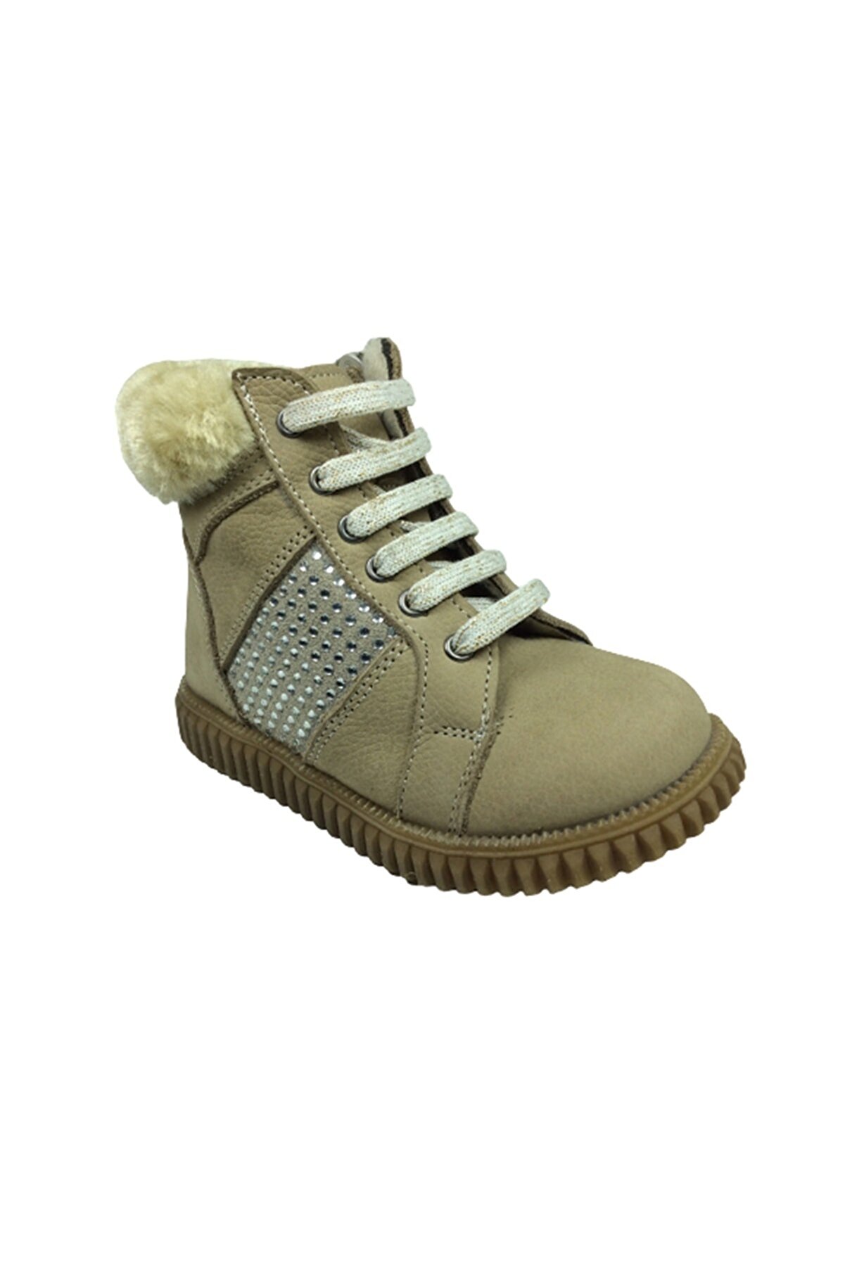 Bebe Kız Çocuk Bot 1329-8 Bej Nubuk Taşlı Tüylü Deri̇ Anatomi̇k