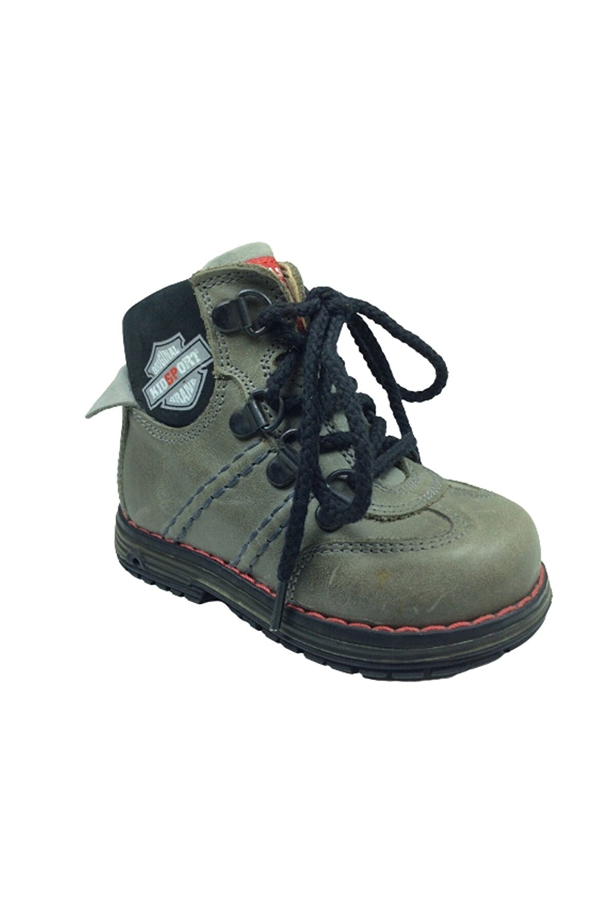 Ortopedi̇kal Bebe Erkek Çocuk Bot Gri̇-Si̇yah Bağcıklı Fermuarlı Deri̇ Anatomi̇k