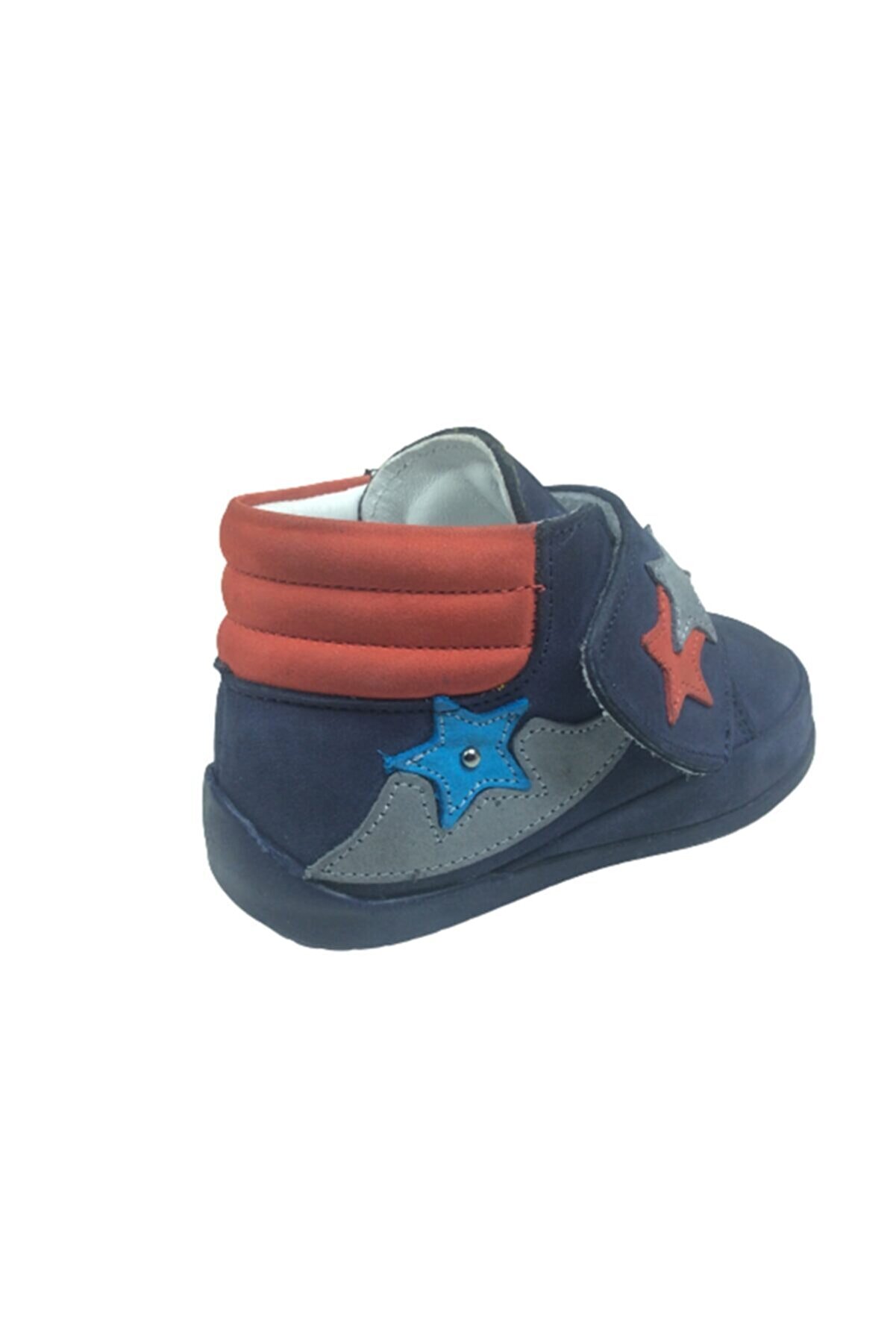 Ortopedi̇kal Bebe Erkek Çocuk Bot Laci̇vert Yıldızlı Tek Cırt % 100 Deri̇ Ortopedi̇k Anatomi̇k
