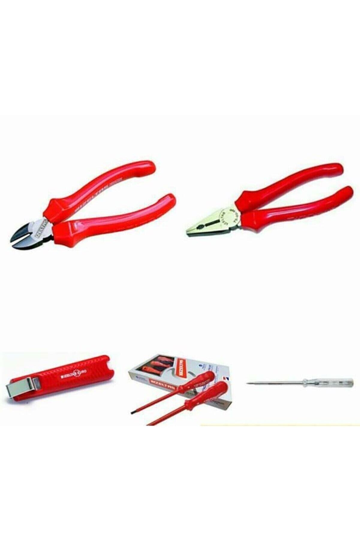 İzeltaş 10 Parça El Aleti Seti Pense Yan Keski Kablo Sıyırıcı İzoleli Tornavida Set Kontrol Kalemi