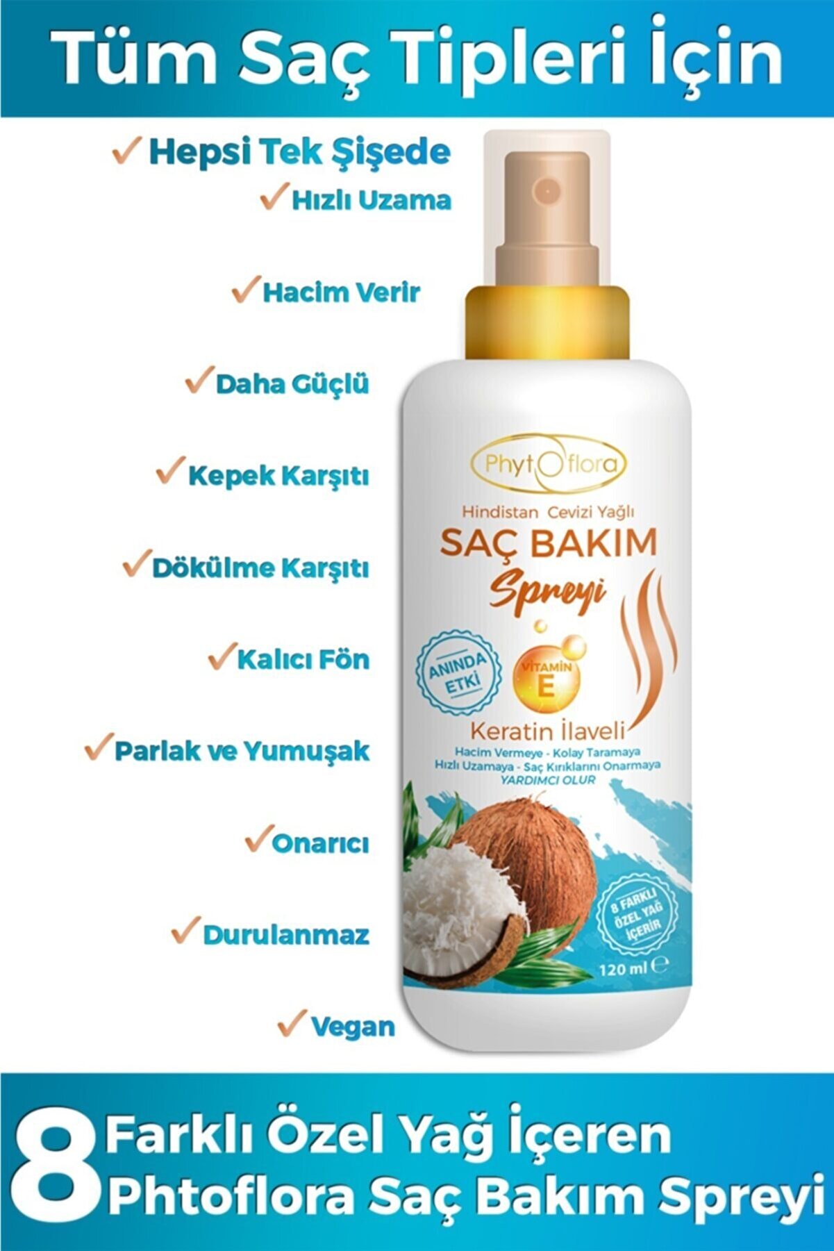 Hi̇ndi̇stan Cevi̇zi̇ Yağlı Saç Bakım Spreyi̇ 120 Ml Ve Tırnak Bakım Yağı