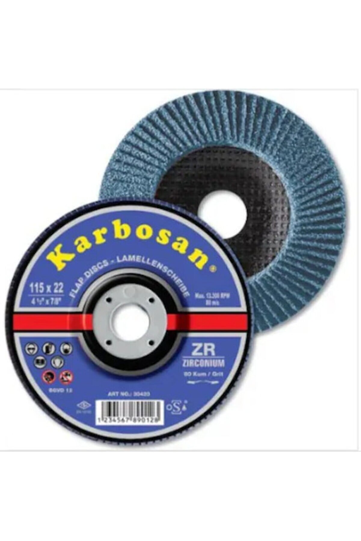 KARBOSAN Flap Disk Zirkonyum 115x22 Mm 40 Kum 10 Adet