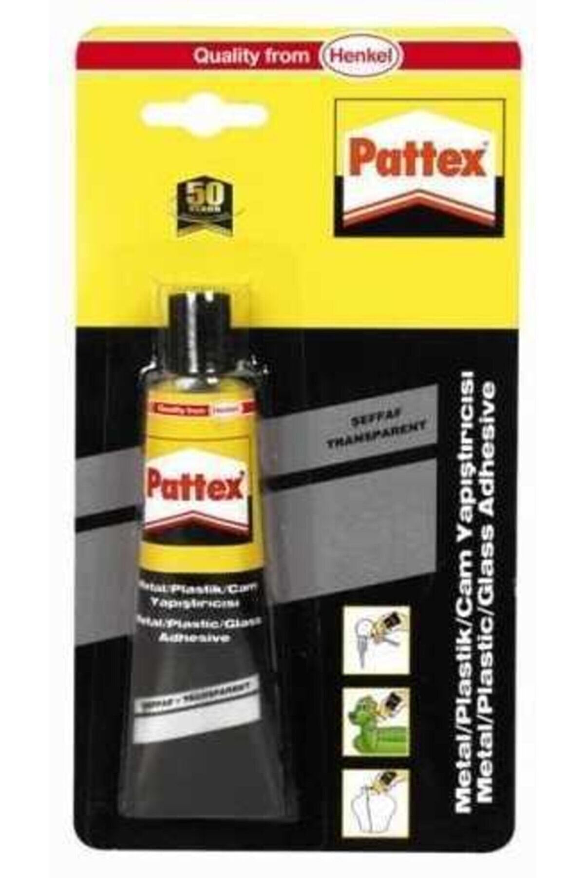 Pattex Metal Plasti̇k Cam Yapıştırıcı Şeffaf 50 Gram Tüp