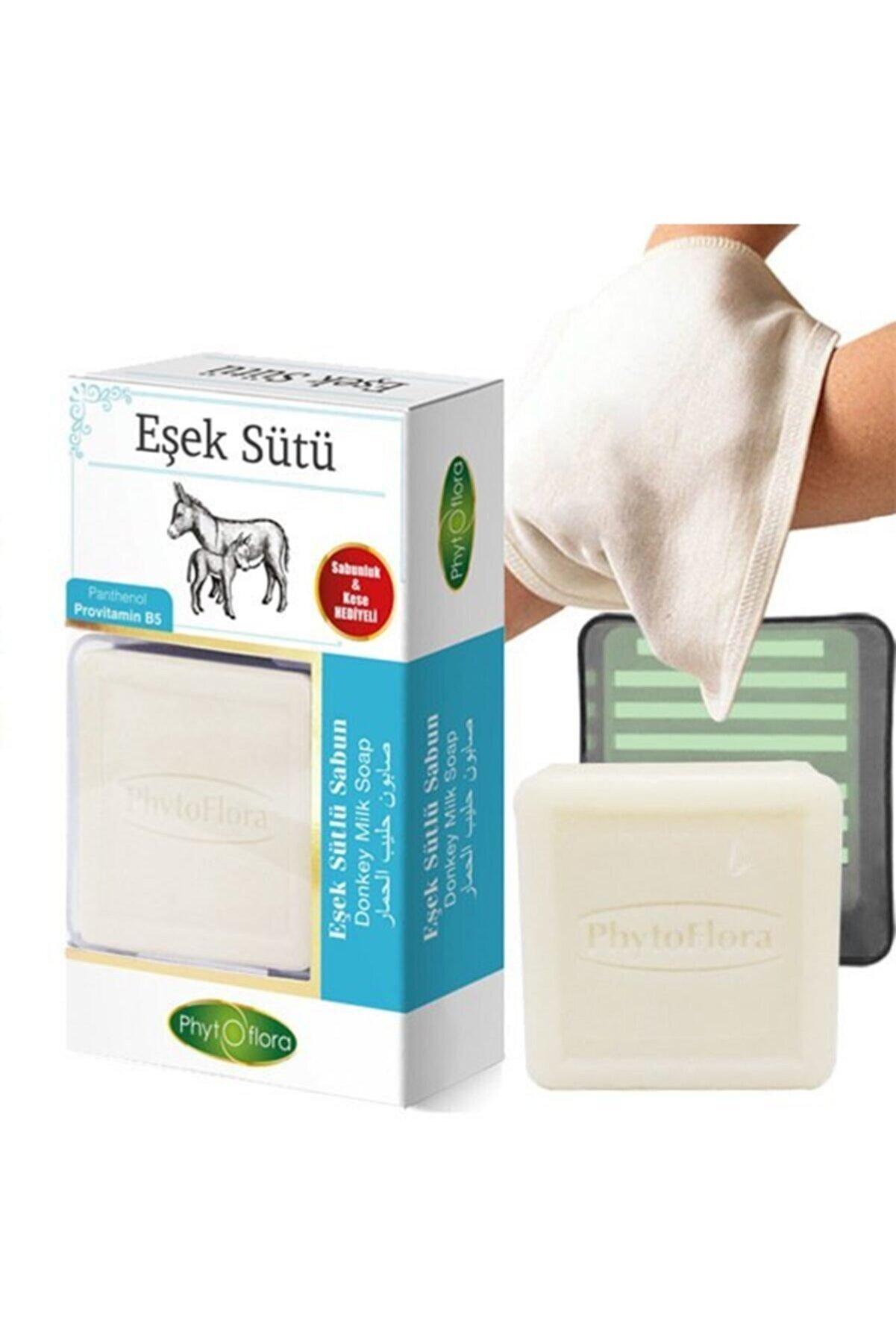 Phytoflora Eşek Sütlü Sabun Kese Sabunluk Hediyeli