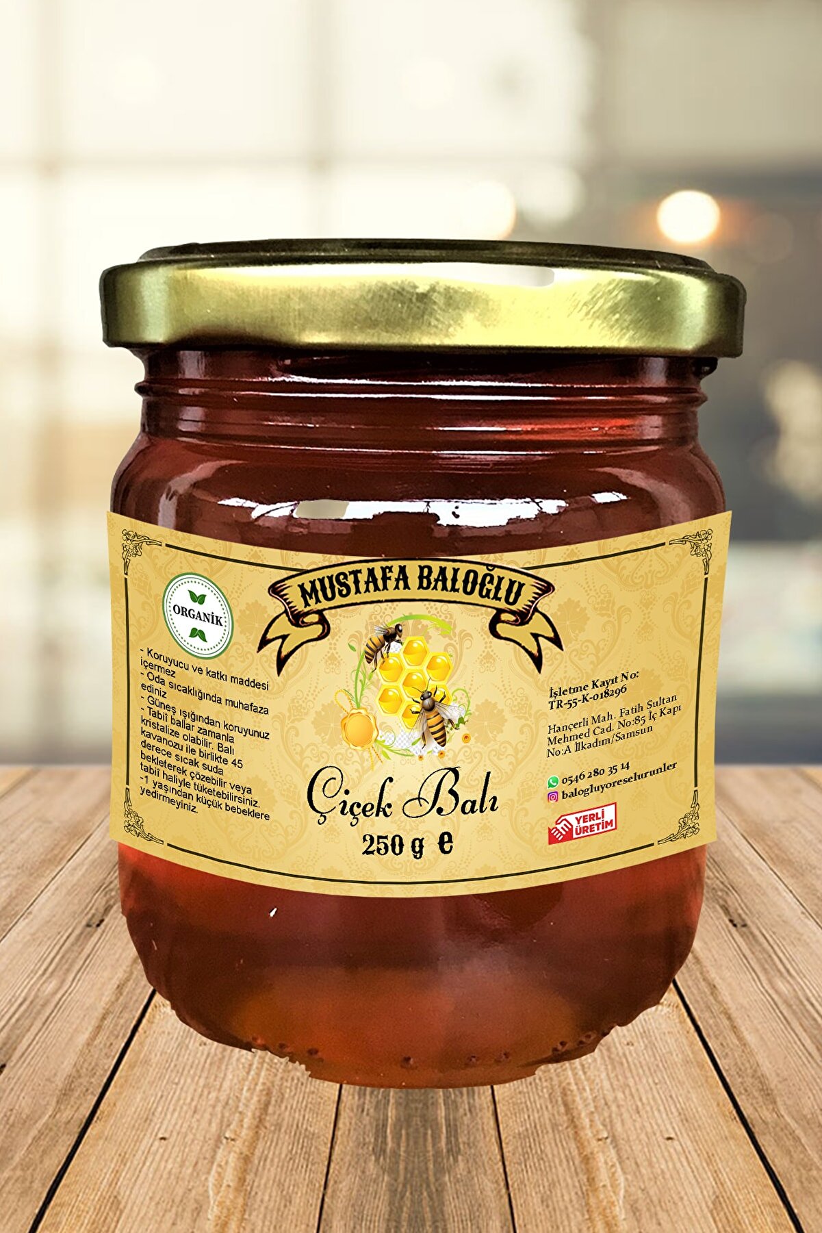 Mustafa Baloğlu Bal &Uuml;r&uuml;nleri̇ &Ccedil;i̇&ccedil;ek Balı (Ihlamur+ Kestane+ Keki̇k...) (Organi̇k) 250Gr