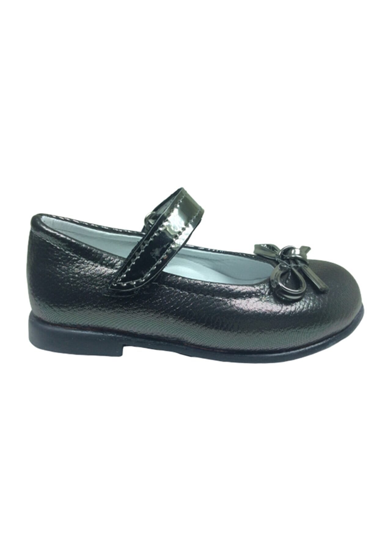 ORTAÇ İlkadım Platin Rugan Bıyık Fiyonk Kız Çocuk Babet Ayakkabı Içi Deri Abiye Fantazi Düğün