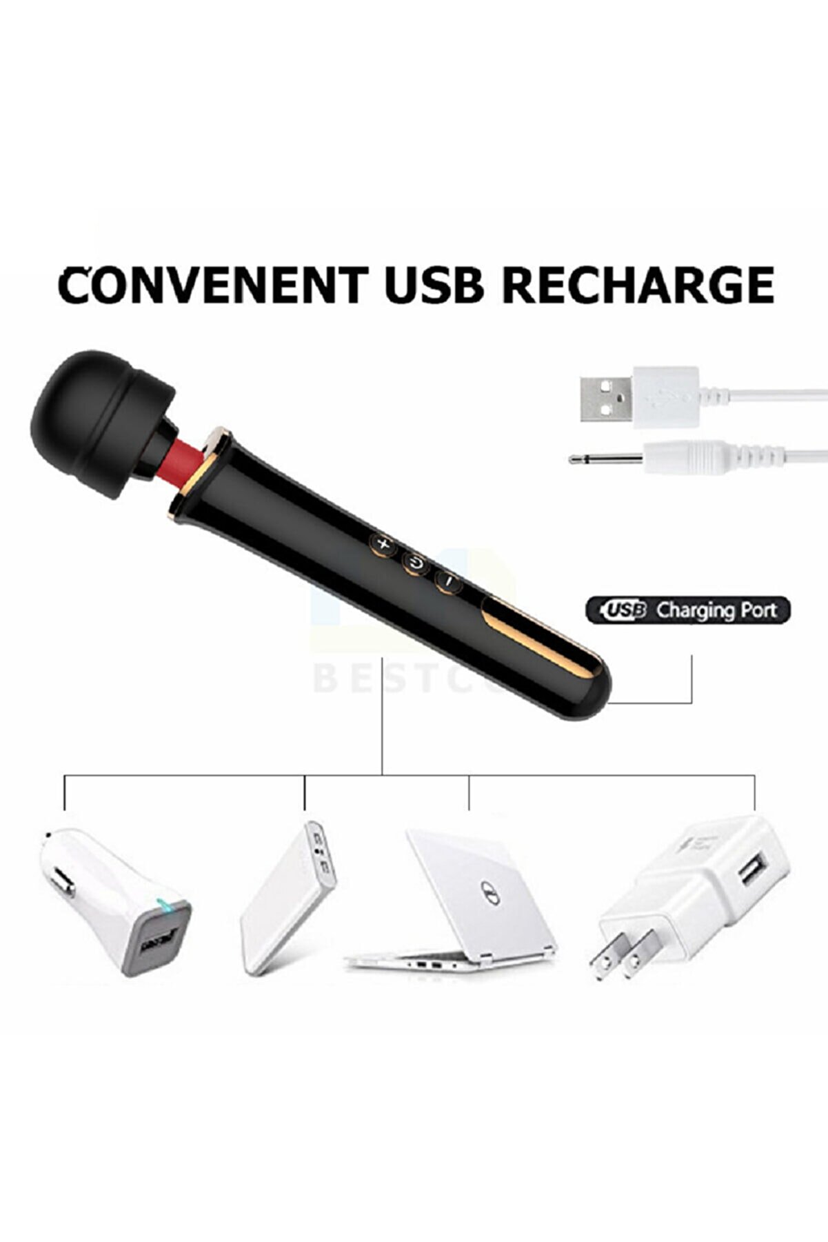 Erox New Professi̇onal 10 Modlu G&uuml;&ccedil;l&uuml; Masaj Aleti̇ Si̇yah